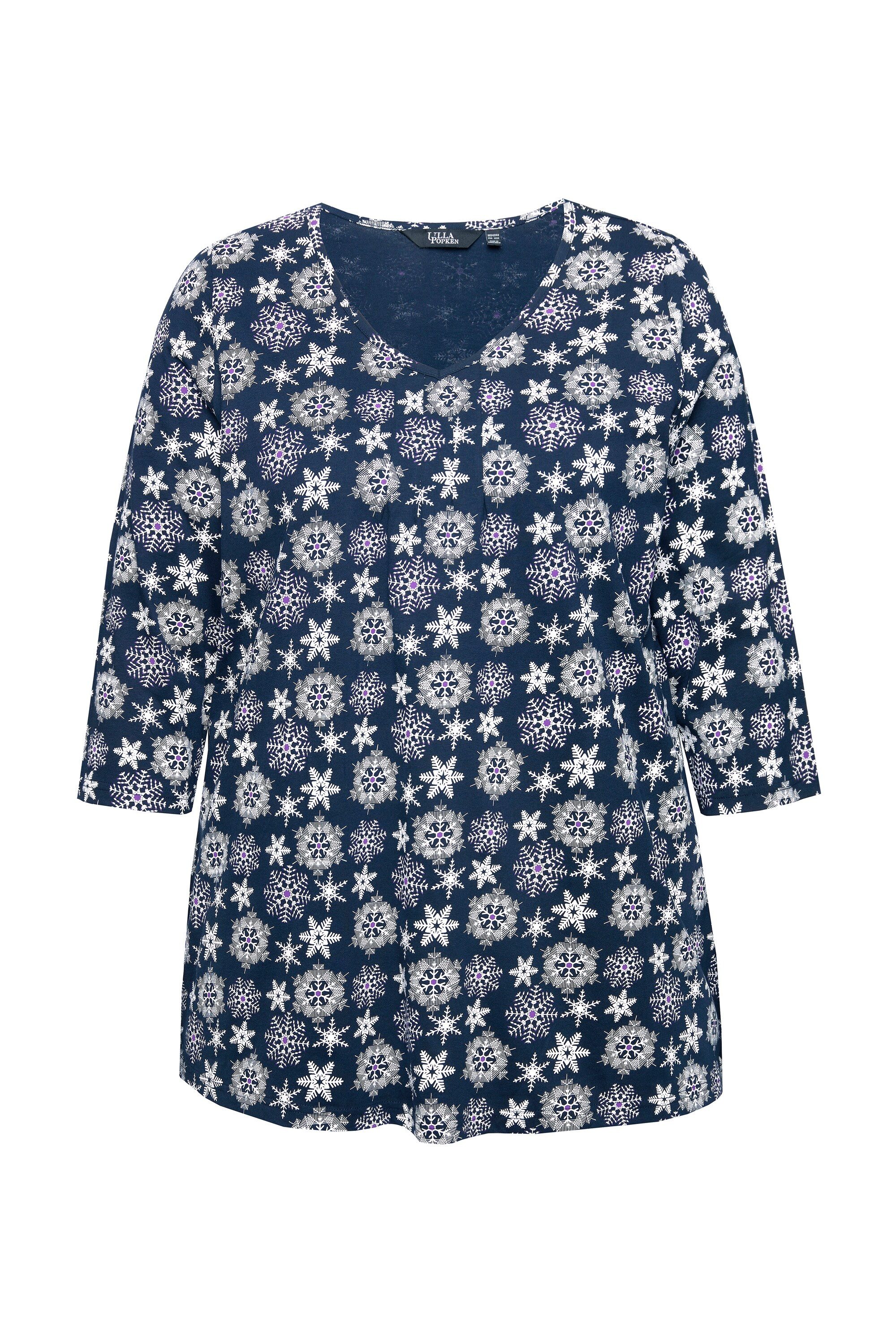 Ulla Popken T-Shirt Shirt Schneeflocken A-Linie günstig online kaufen