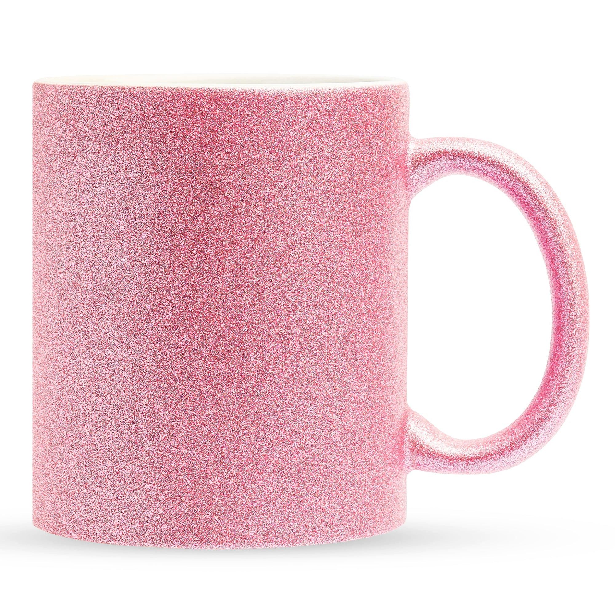 22Feels Tasse 2x Sublimation Rohling Glitzer Keramik 325ml (11oz) Farbig PINK, 2-tlg.