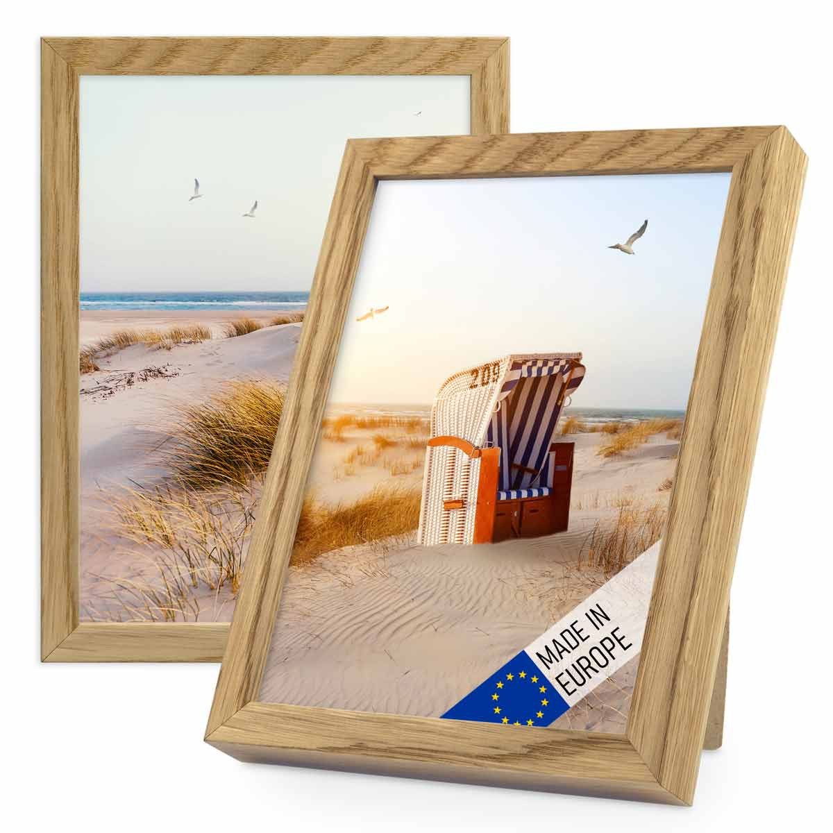 PHOTOLINI Bilderrahmen 2er Set Massivholz-Rahmen Modern Zeitlos mit Acrylglasscheibe, für 2 Bilder (2er Set)