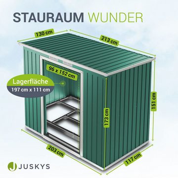 Juskys Gartenhaus M, BxT: 213x130 cm, mit Pultdach, Schiebetür, Fundamentrahmen, 4 m³