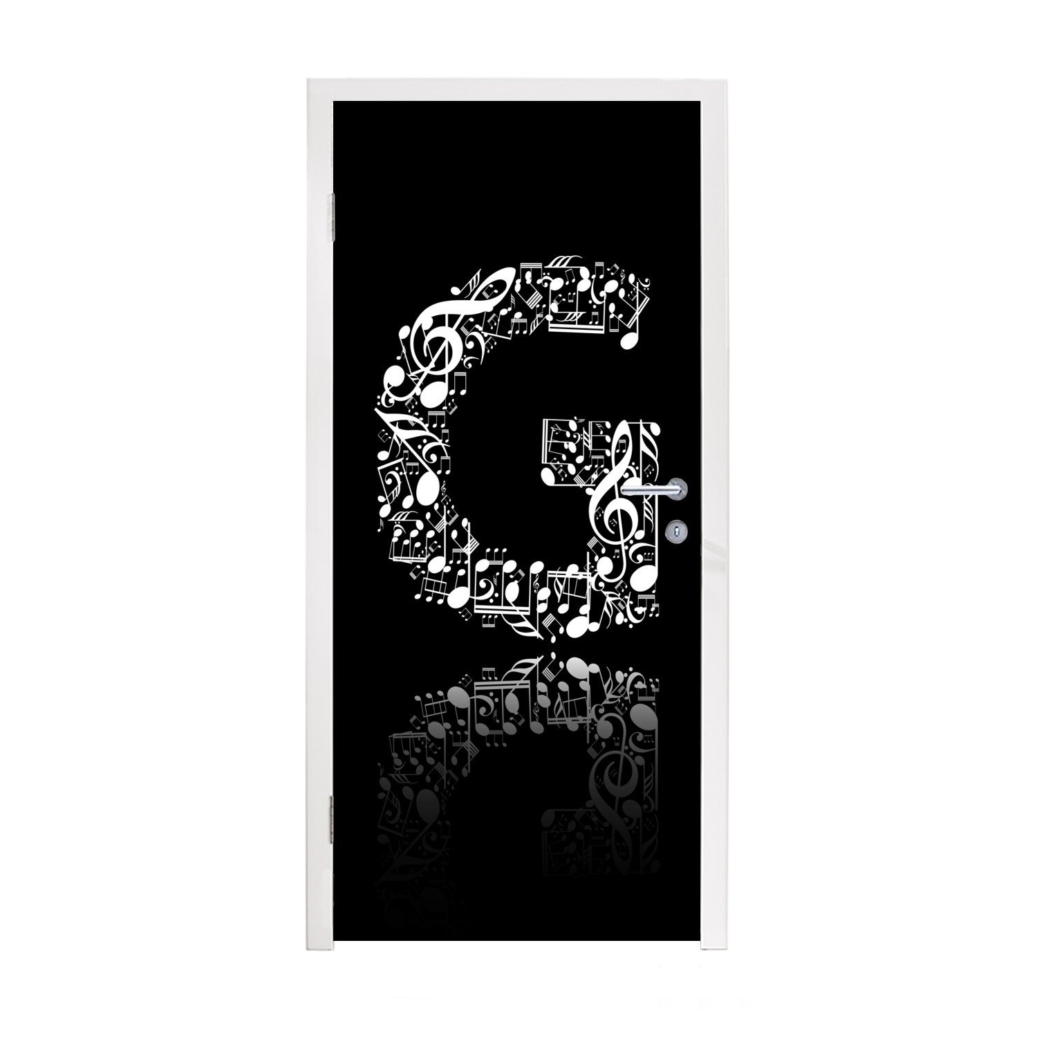 [Großer Verkauf!] MuchoWow Türtapete Eine Türaufkleber, Illustration schwarzem cm Matt, (1 für des Tür, bedruckt, Buchstabens auf St), Hintergrund, G Fototapete 75x205