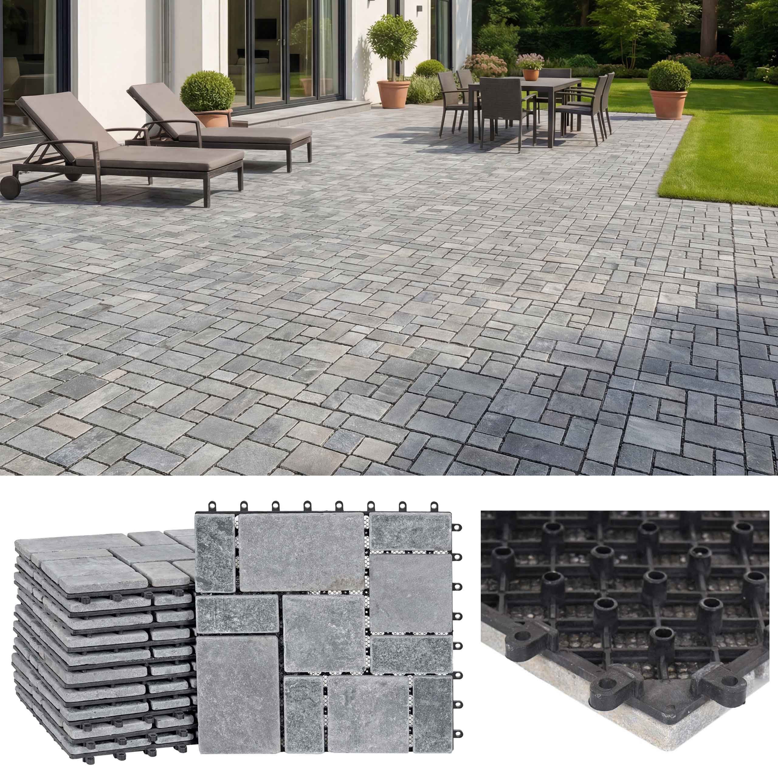 MCW Klickfliesen MCW-K70, Set, 11 St., 11er, Für den Außenbereich, 8 Verbindungsstellen