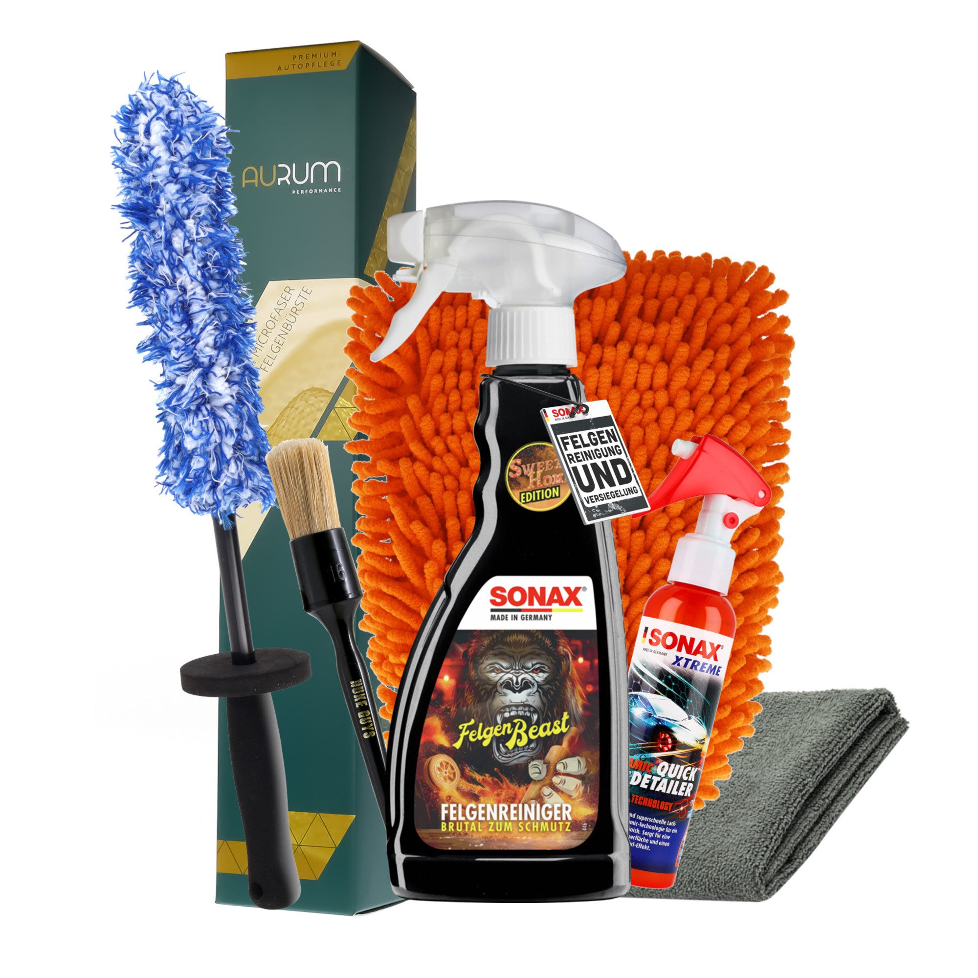 Sonax Felgenreinigung & Versiegelung Set Felgenreiniger (Set, [6-St. Felgenreinigungs- und Versiegelungsset SONAX Felgenreinigungsset und Versiegelungsset mit Bürste)