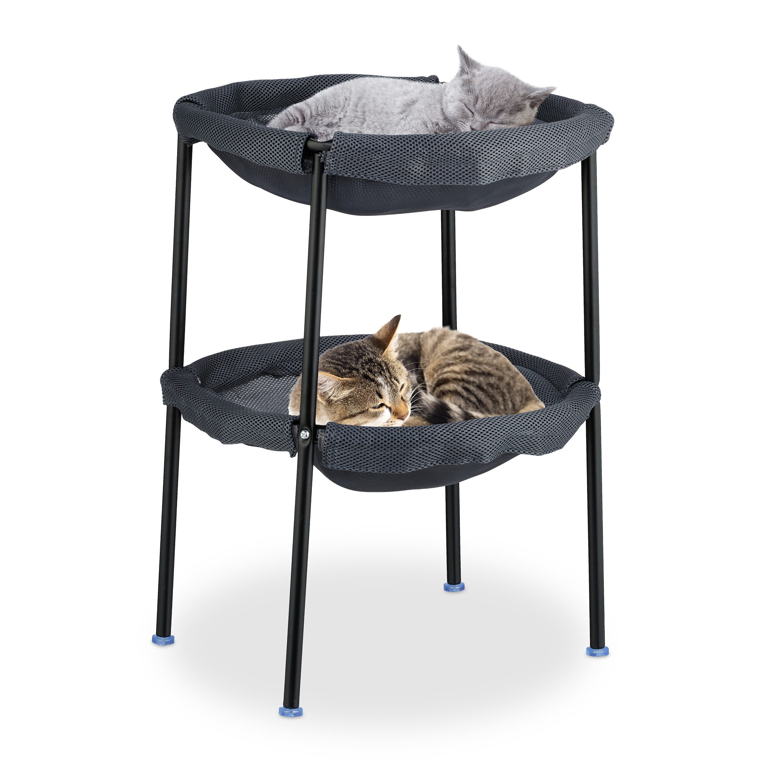 relaxdays Katzen-Hängematte Stehende Katzenhängematte 2 Etagen, Polyester günstig online kaufen