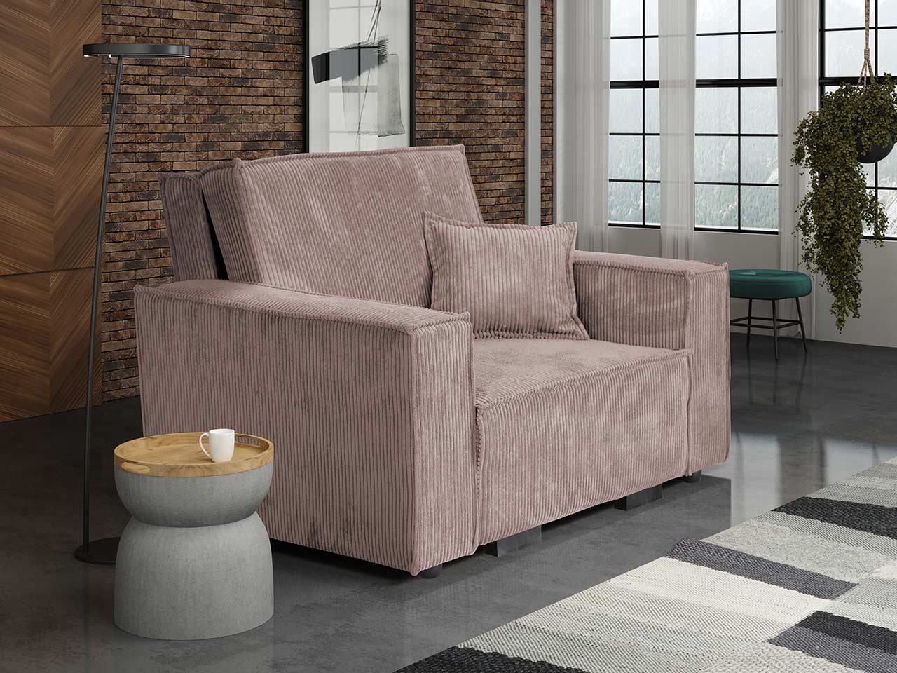 MIRJAN24 Schlafsofa Viva Star I, mit Schlaffunktion und Bettkasten, einsitzer Bettsofa inkl. Kissen, Sofagarnitur Poso 145