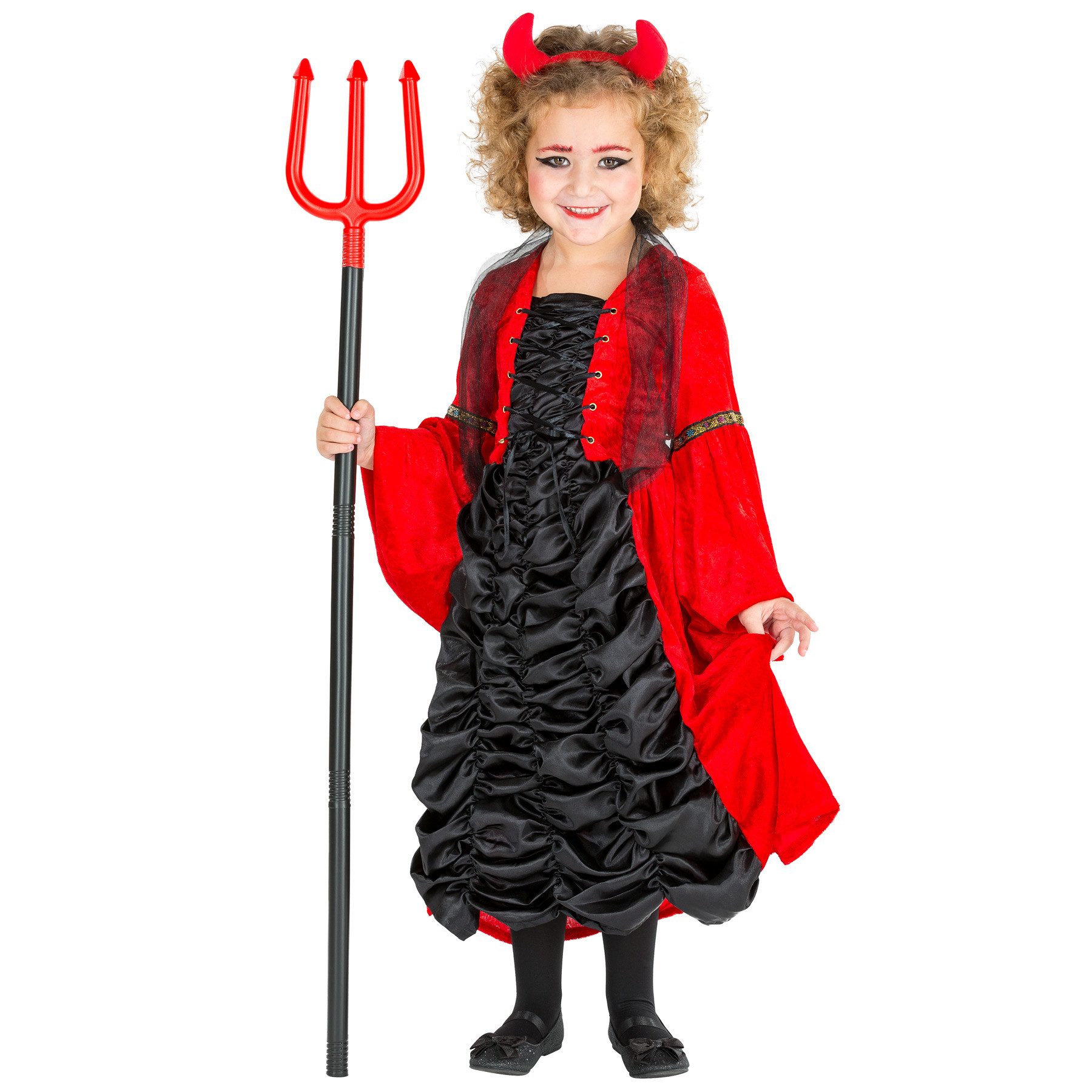 dressforfun Vampir-Kostüm Mädchenkostüm Barock Teufelchen, Aufwendiges Kleid mit Rüschen-Raffung