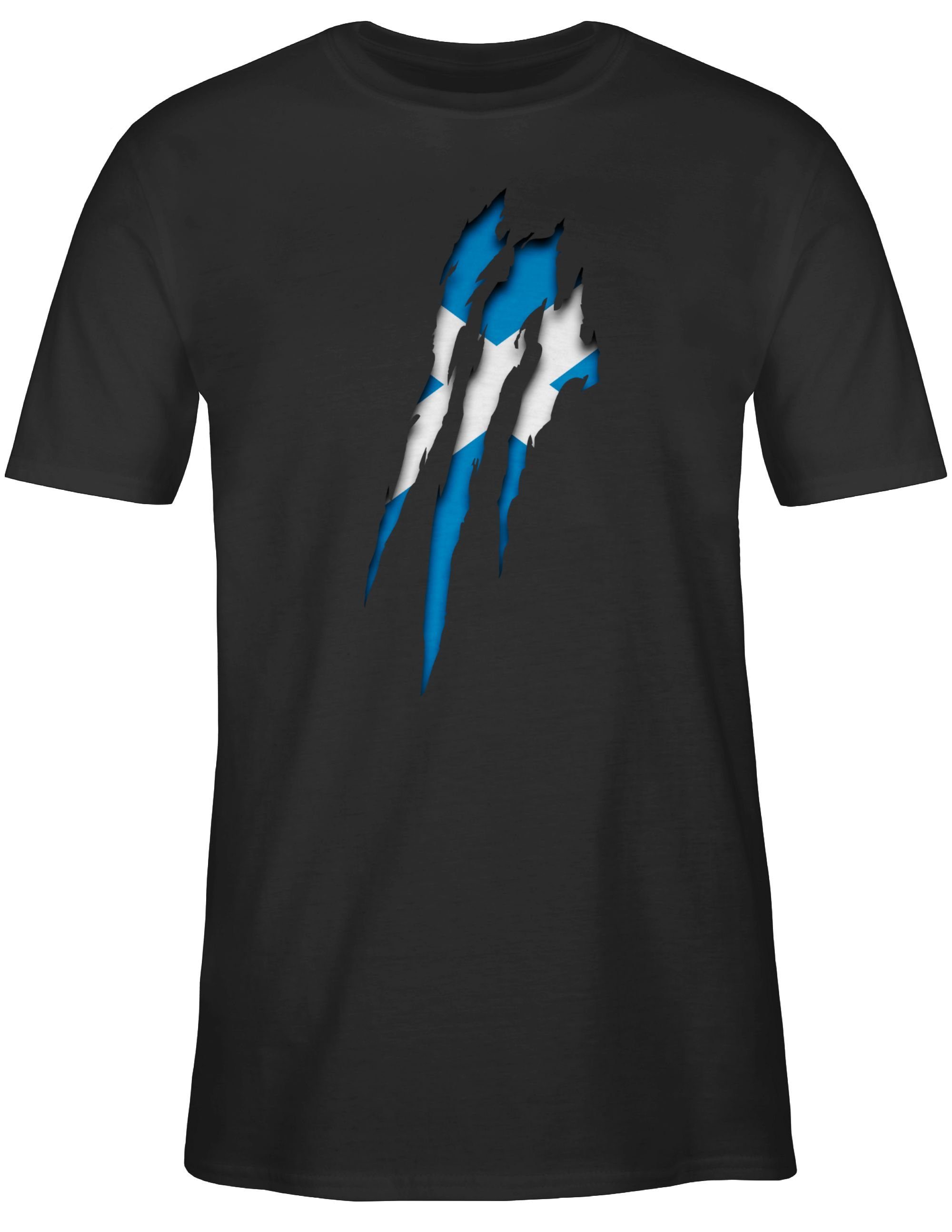 Shirtracer Schwarz Krallenspuren Schottland Fussball T-Shirt EM 01 - 2024
