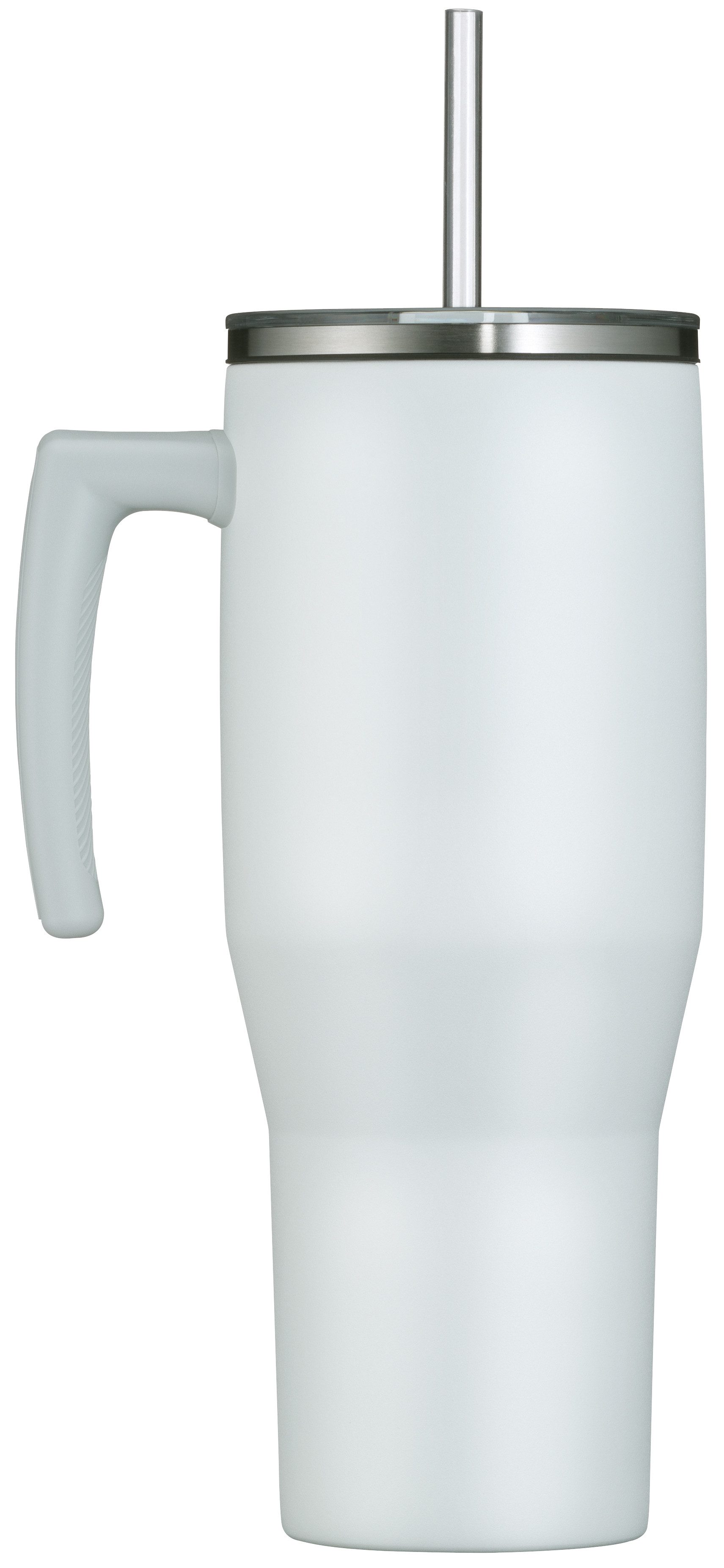THERMOS Thermobecher REFRESHING SERIES ISOLIERTRINKBECHER mit Strohhalm, 1-tlg., Edelstahl, Kunststoff, Silikon, Titan, 1,10l, 6h heiß & 6h kalt, mit Griff