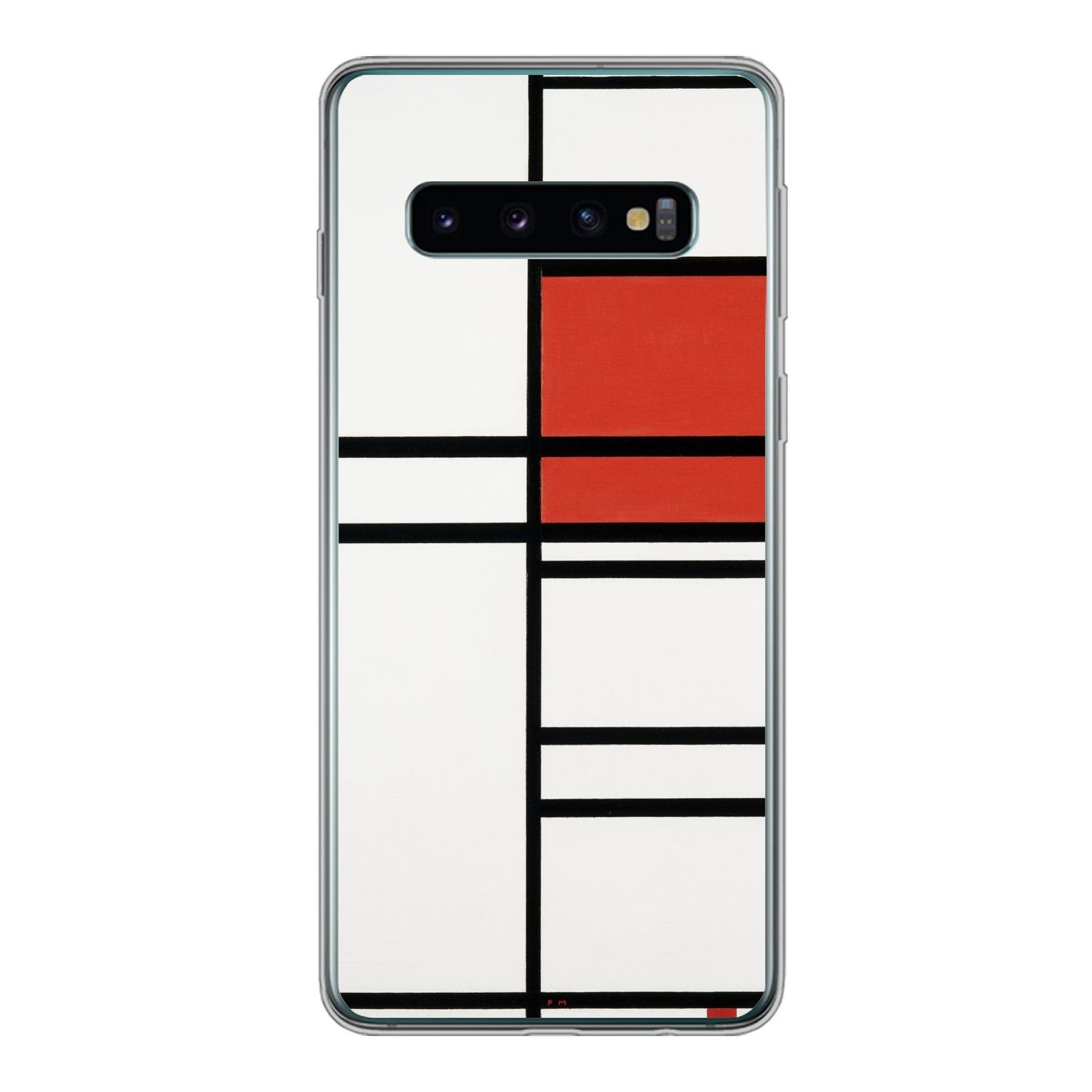 MuchoWow Handyhülle für Samsung Galaxy S10 Komposition mit Rot und Weiß - Piet Mondrian, Phone Case, Silikon, Schutzhülle Dünn