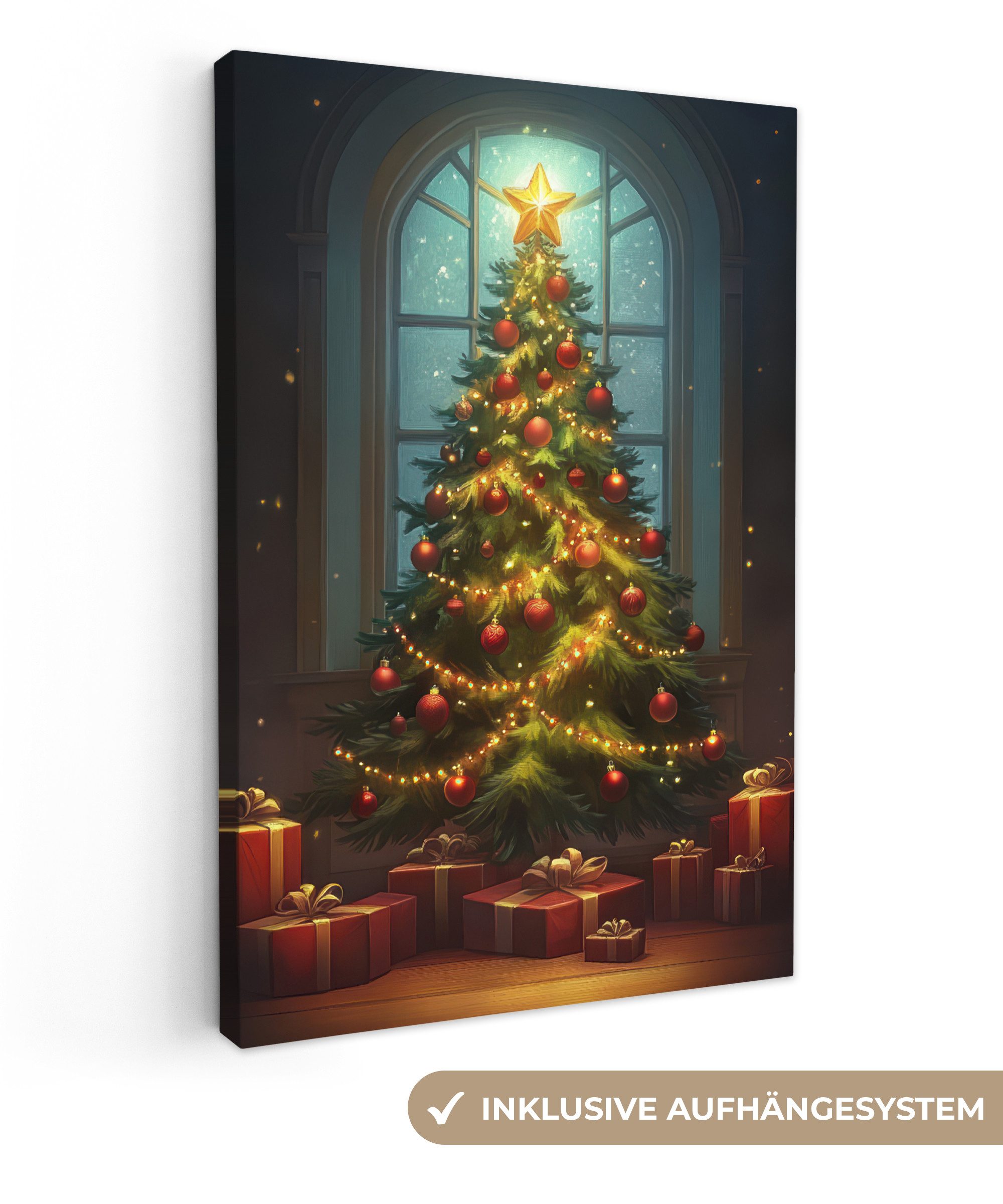 OneMillionCanvasses® Leinwandbild Weihnachtsbaum - Geschenk - Winter, Fotod günstig online kaufen
