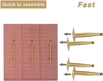 Woltu Nachttisch, Nachttisch mit 3 Schubladen aus MDF Samt rosa