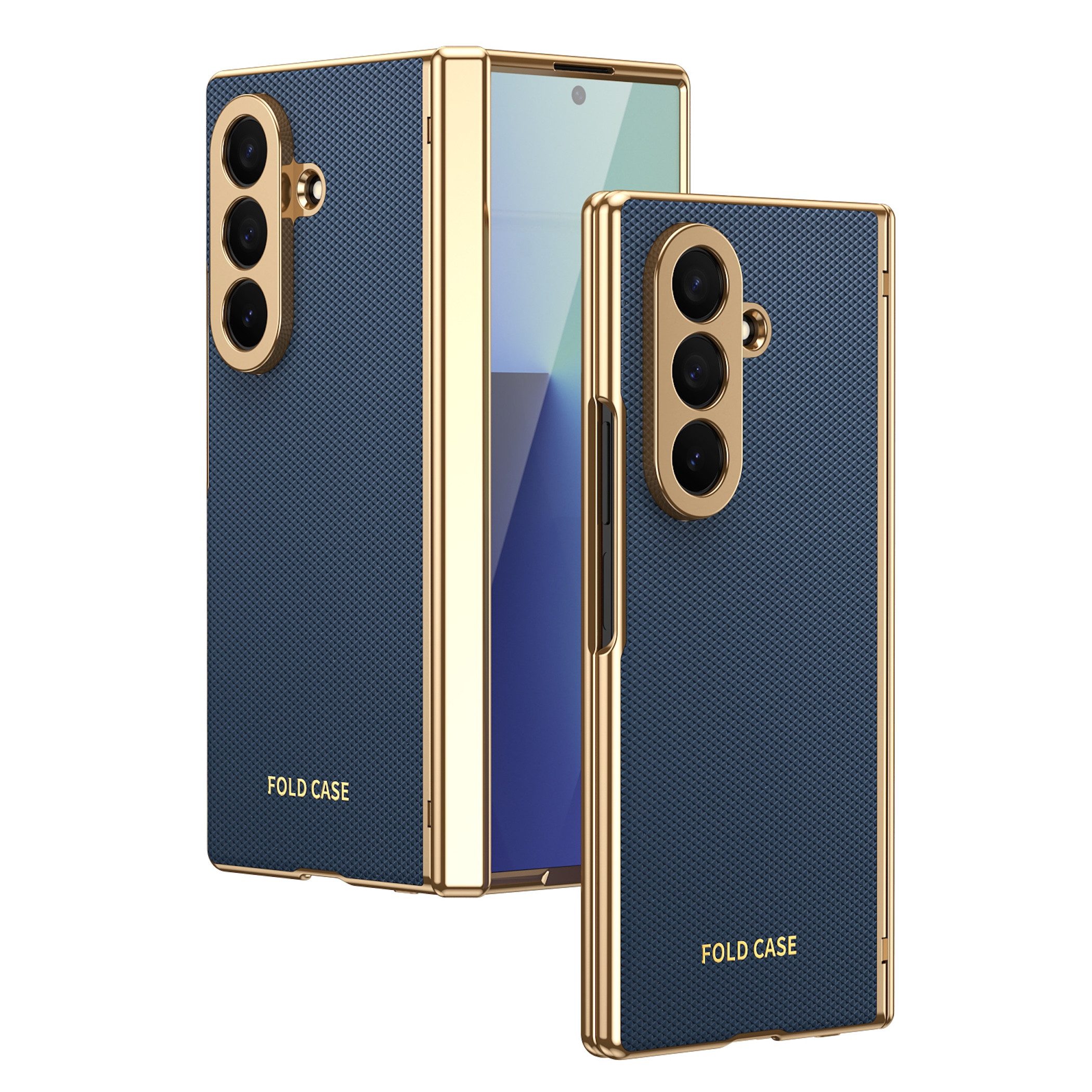 Wigento Handyhülle Klapphülle + H9 Display Glas Samsung Galaxy Z Fold8 Ultra 5G Blau 8,00 Zoll und 6,50 Zoll, Kamera Lisen Schutz