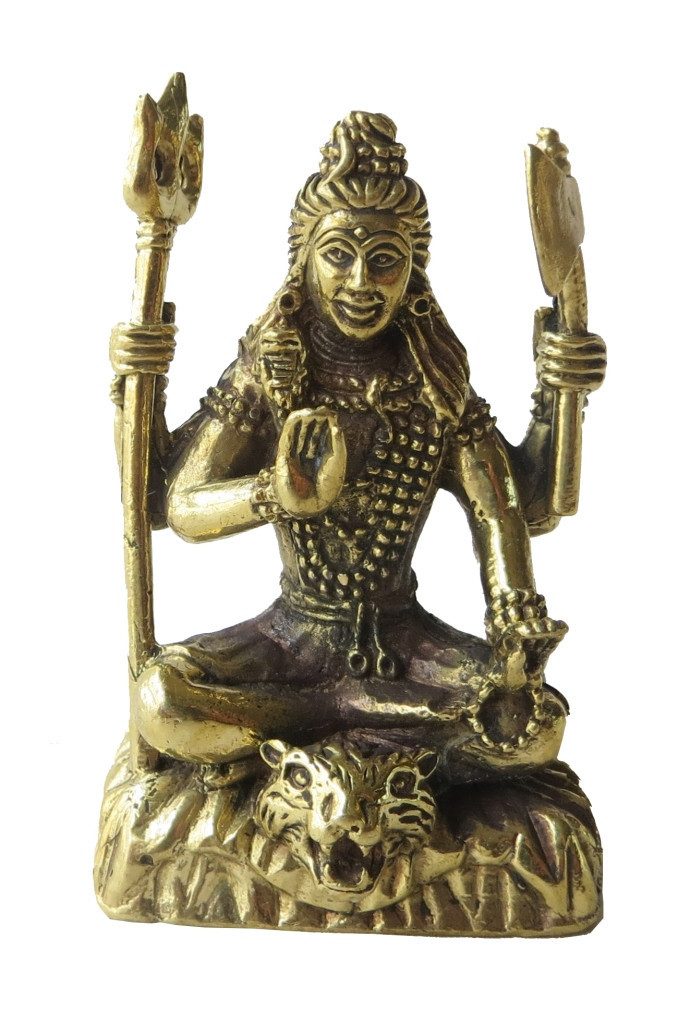 Saraswati Dekofigur ""Shiva auf Tiger" Messing 5cm
