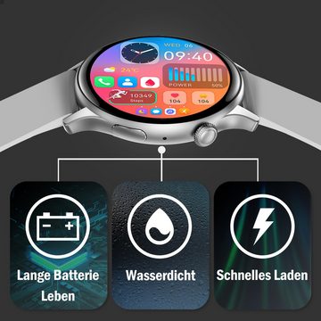 JANOLTY Smartwatch Damen/Herren (1.43" AMOLED-Display, 2* Uhrenarmbänder Smartwatch, Sport Band,Fitness Uhr,Fitness Tracker,Sport Loop