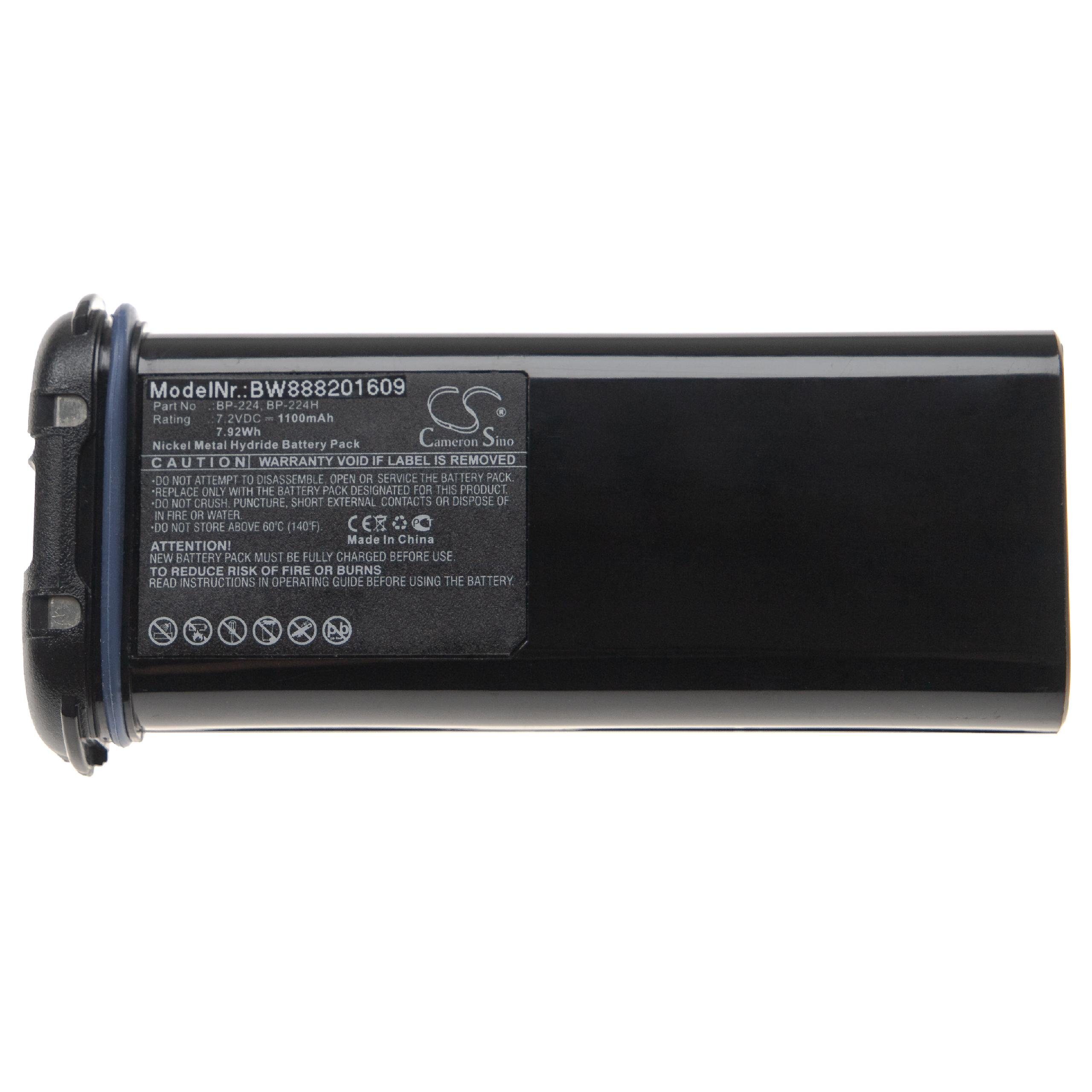 vhbw Ersatz für Icom BP-224H, BP-224 für Akku NiMH 1100 mAh (7,2 V)