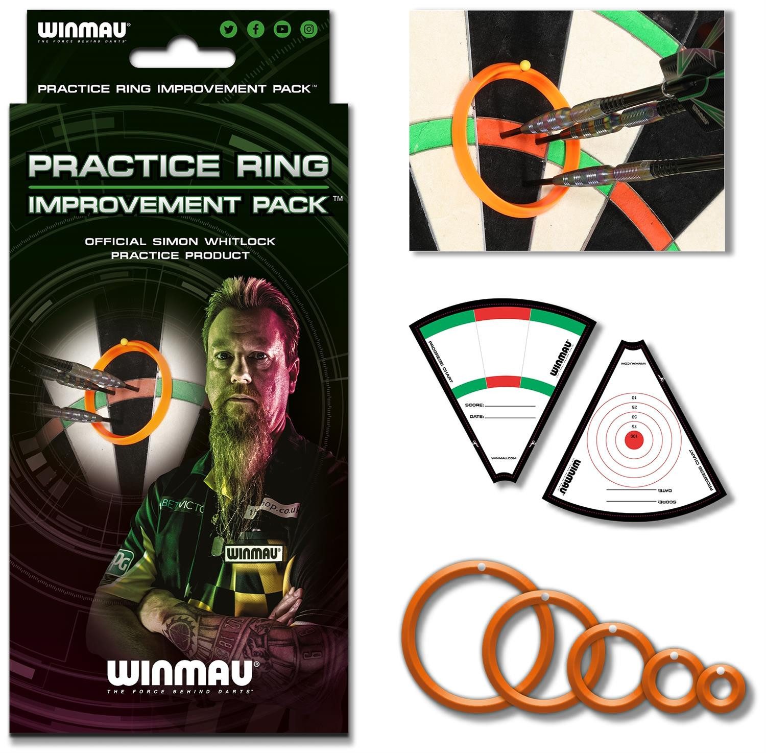 Dartscheibe Simon Whitlock Practice Rings-Trainingsringe 8415