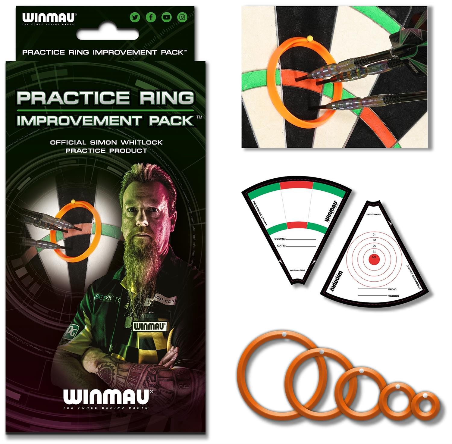 Winmau Dartscheibe Simon Whitlock Practice Rings-Trainingsringe 8415, Dart Darts Training Ringe