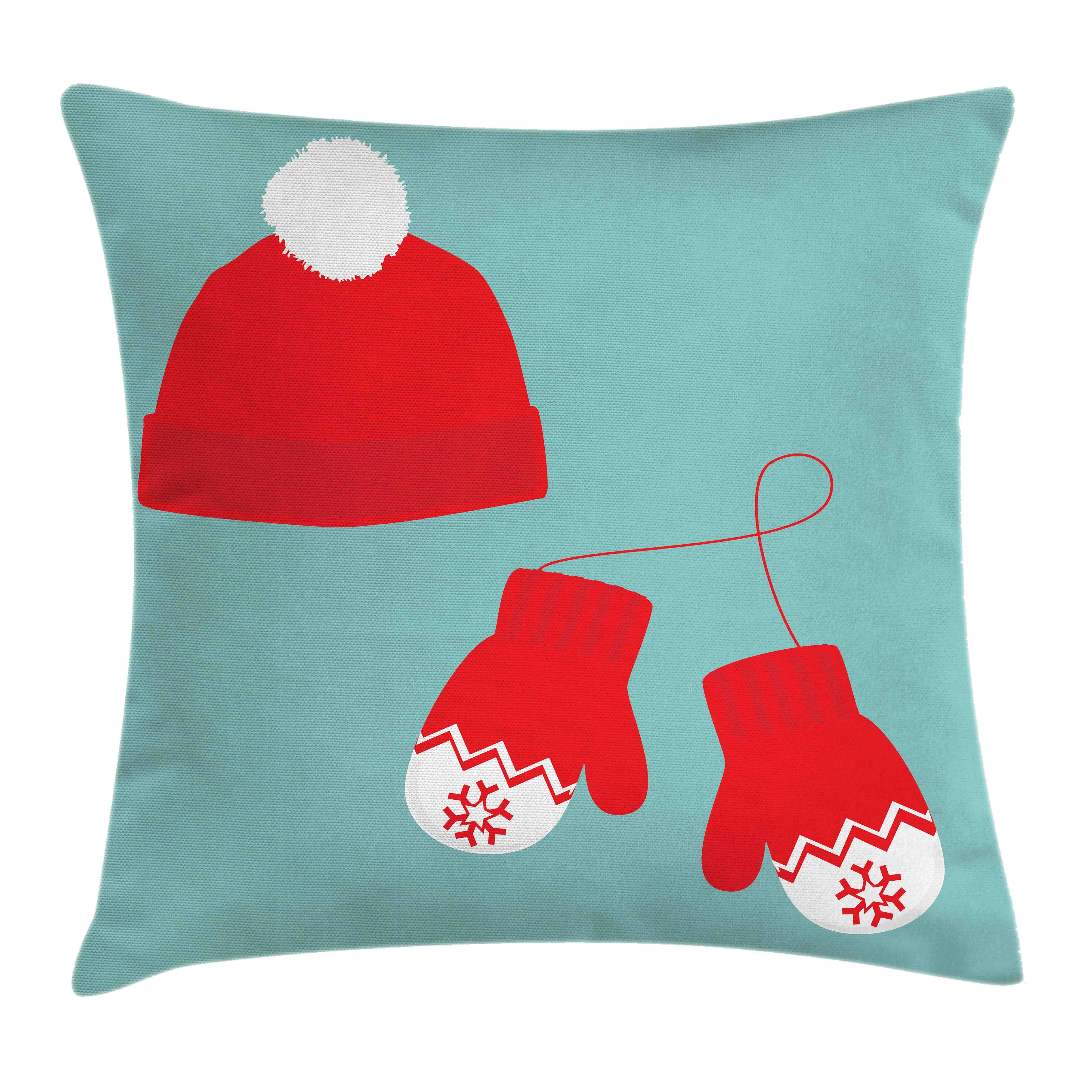 Farbfesten Beidseitiger Abakuhaus Stück), (1 Druck, Paar Kissenhülle Hut Kissenbezüge Ein Handschuhe Weihnachten Farben Reißverschluss mit