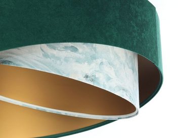 Licht-Erlebnisse Pendelleuchte KARIM, ohne Leuchtmittel, in Weiß Grün Hellblau marmoriert Gold E27 Ø 50 cm Stoff Metall Modern