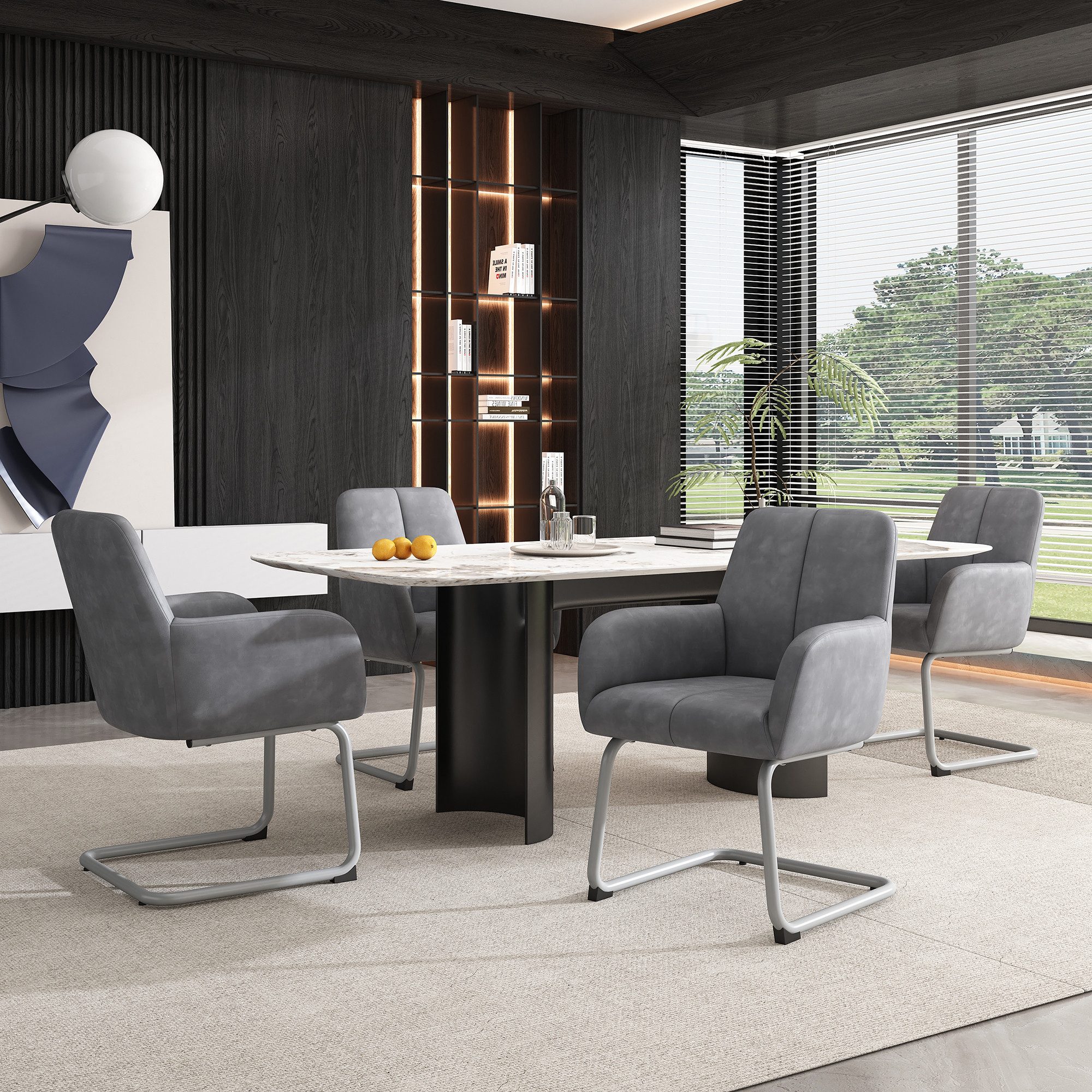 Flieks Freischwinger (4 St), 4er Set Esszimmerstühle Polsterstuhl Wohnzimme günstig online kaufen