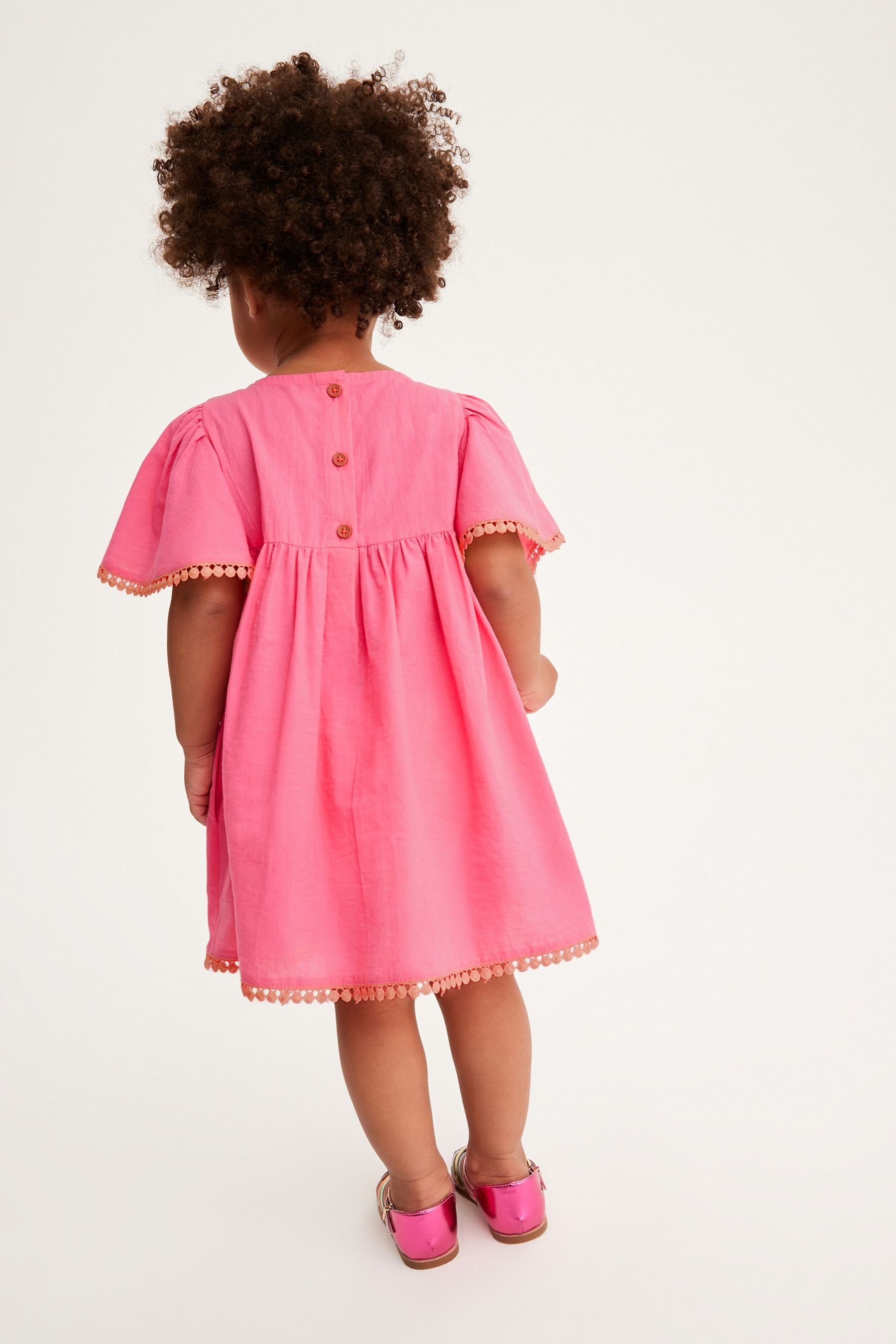 Next Sommerkleid Besticktes Kaftan-Kleid Pink (1-tlg)