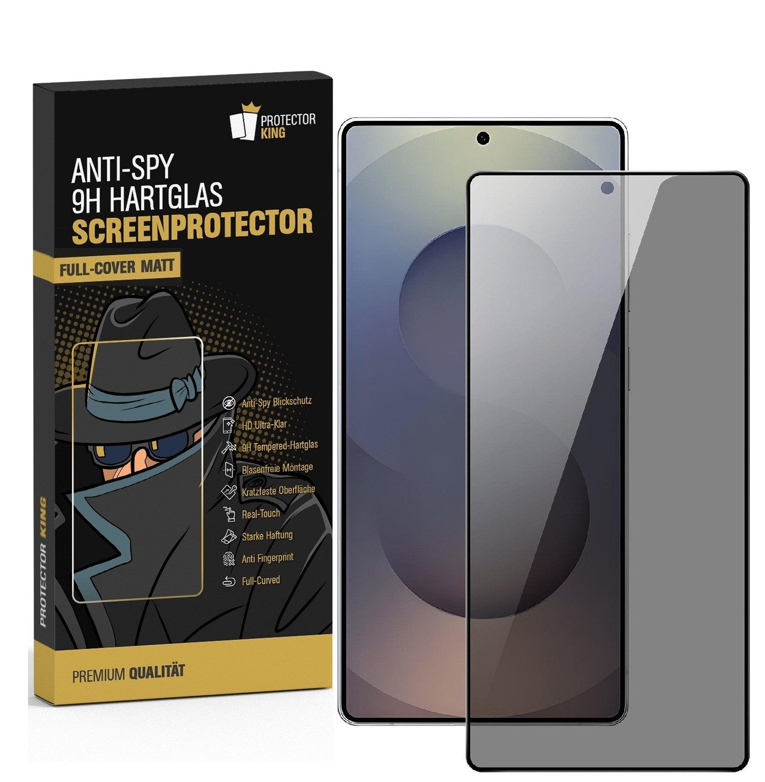 Protectorking Displayschutzfolie 1x Blickschutz 9H Panzerglas Full-Screen Anti-Spy matt Hartglas für Samsung Galaxy S24 Ultra, 1 Stück, Displayschutzfolie, Schutzfolie, Bildschirmschutz, kratz- & stoßfest