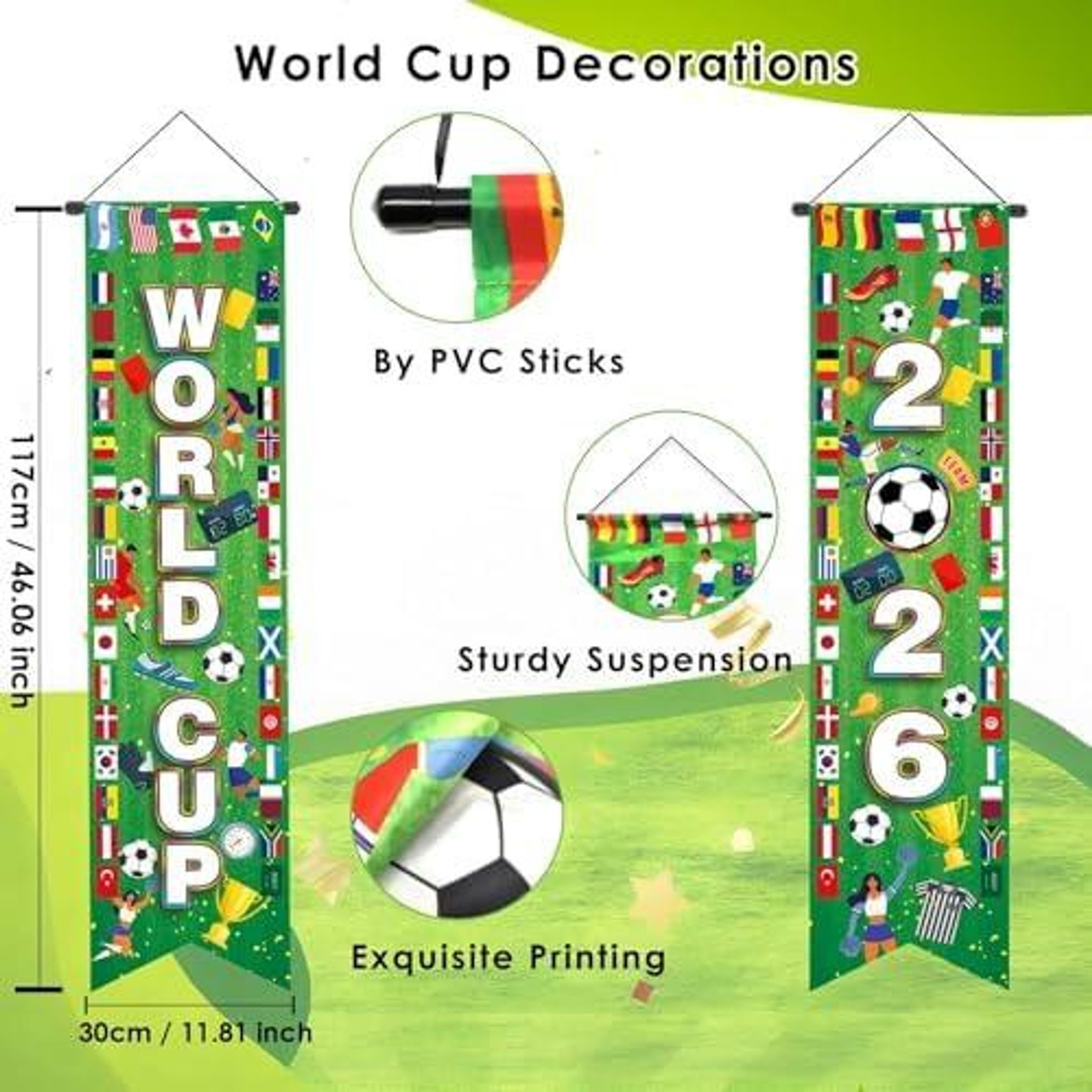 FELIXLEO Wandtattoo 2 Fußball WM 2026 Türbanner 117x30cm Deko Public Viewing