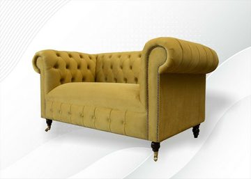 JVmoebel Chesterfield-Sofa, Chesterfield 2 Sitzer Sofa Gelb Design Couchen Polster Sofas Neu