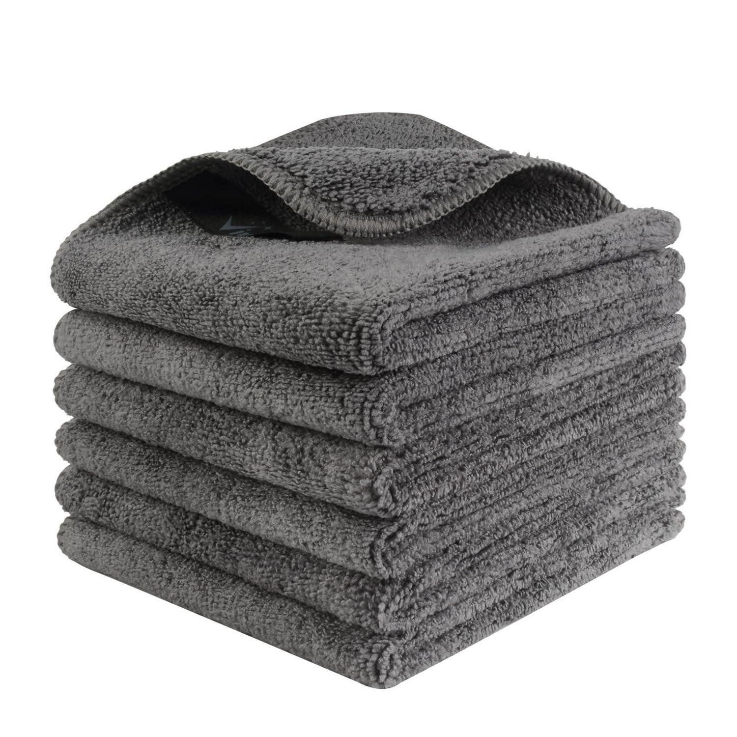 LuxusKollektion Spüllappen Microfaser Waschbar Wiederverwendbar Grau 25x25 25 x 25 cm Mikrofasertuch