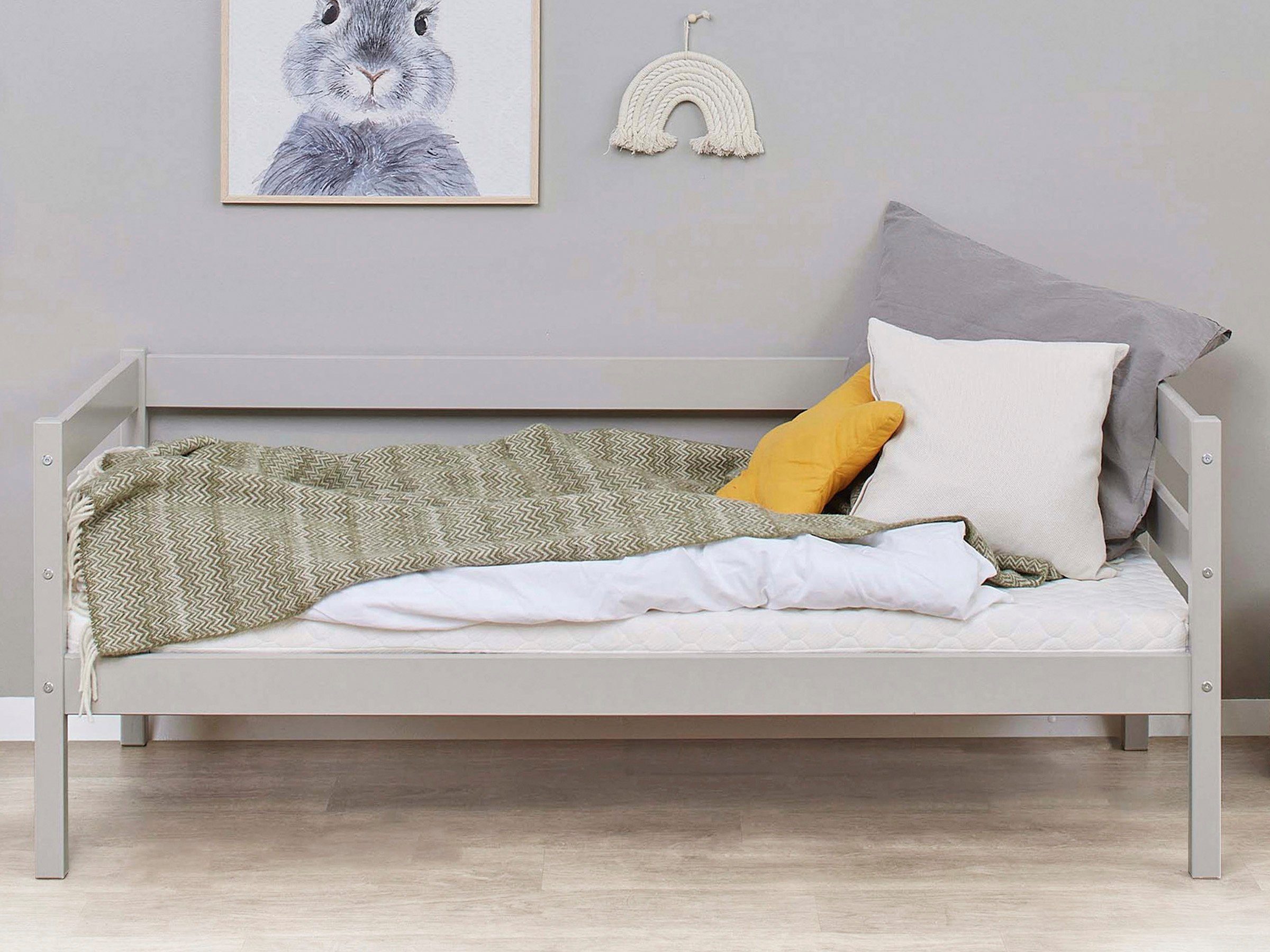 Hoppekids Einzelbett ECO Comfort Kinderbett, Kiefer Massivholz, Jugendbett inkl. Rollrost, 70x160 cm, wahlweise in verschieden Farben/ Matratze/ Absturzsicherung