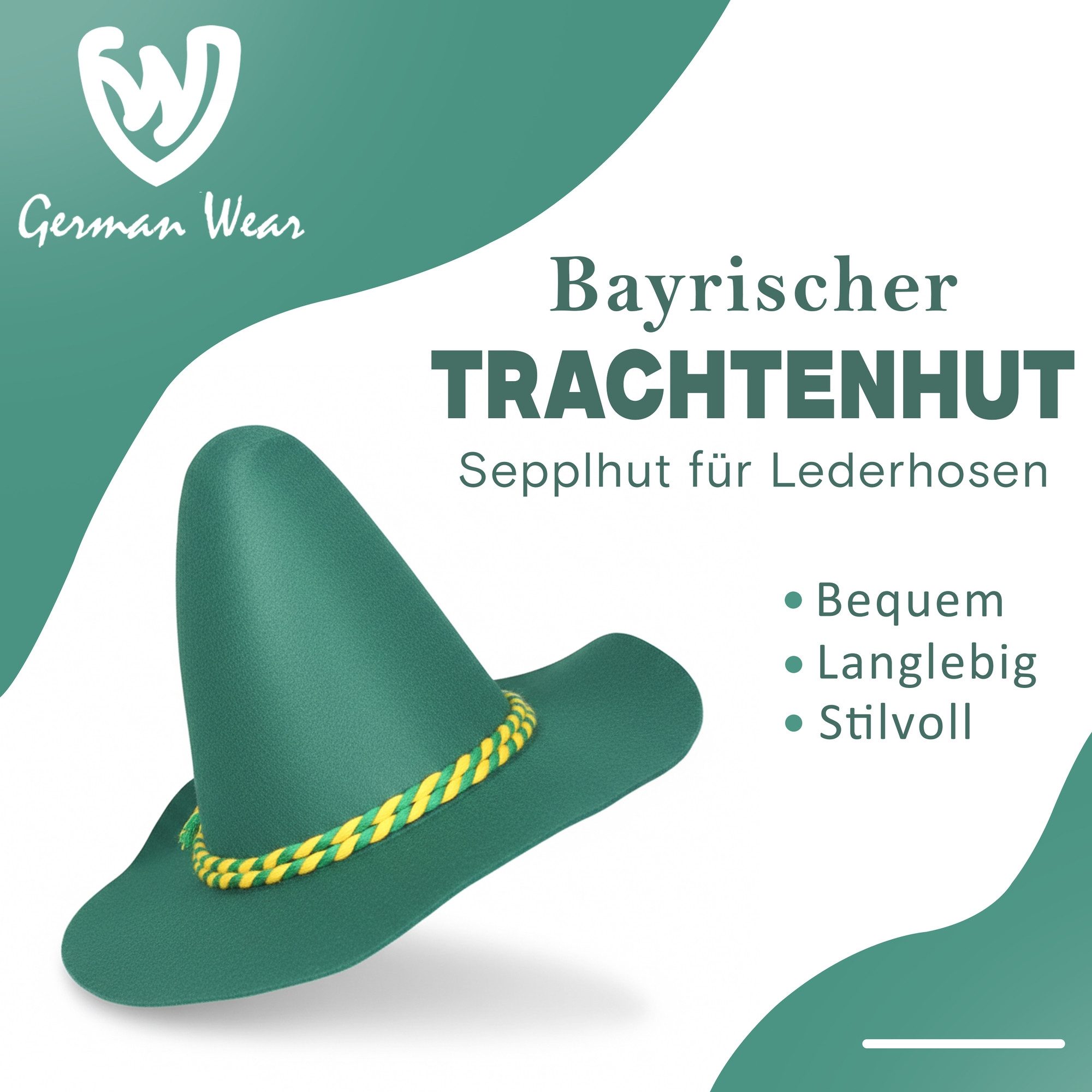 German Wear Trachtenhut HUT3 Trachtenhut Filzhut Sepplhut Oktoberfest