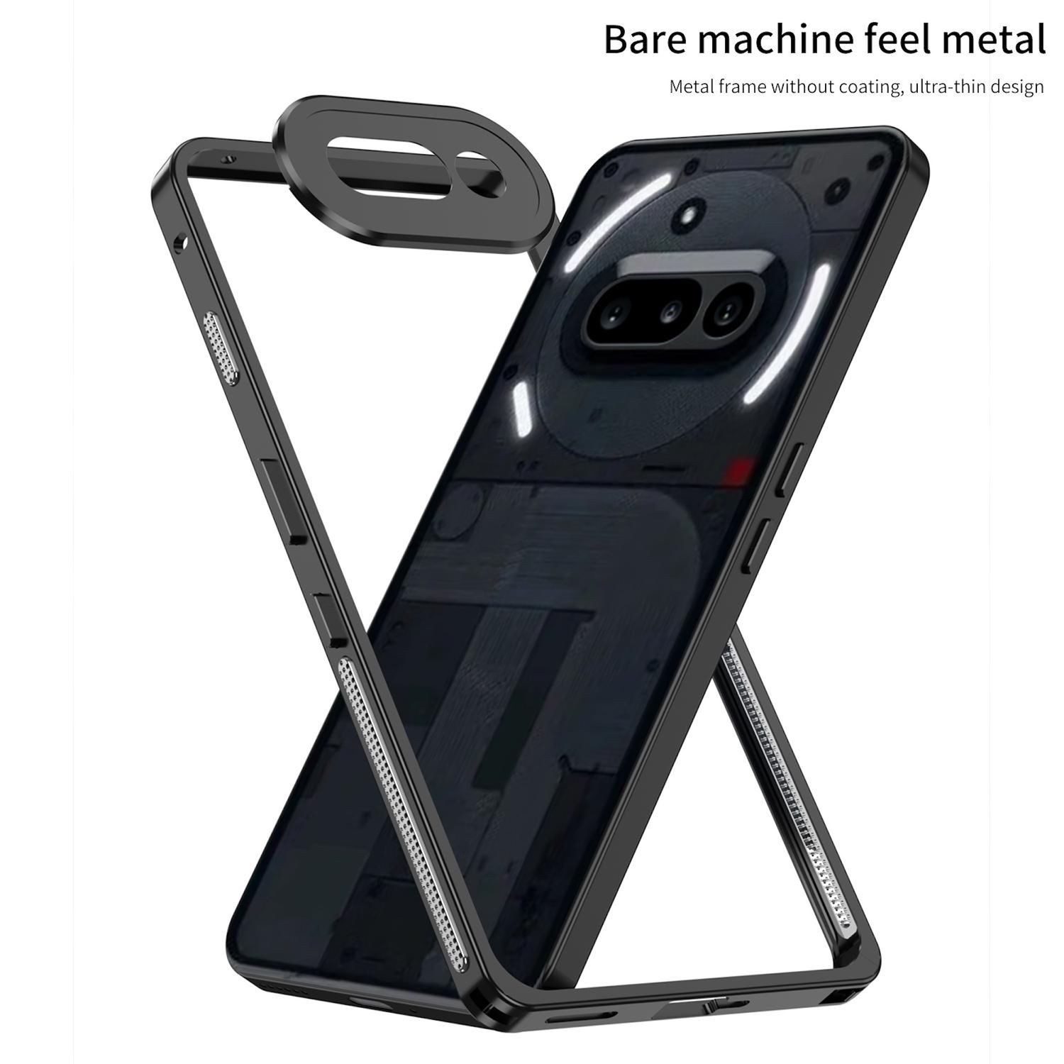 Wigento Handyhülle Für Nothing Phone 3a Metallrahmen Wärmeableitung Schutz Hülle Grau, Metallrahmen Hülle mit Wärmeleitung und Kamera-Schutzring