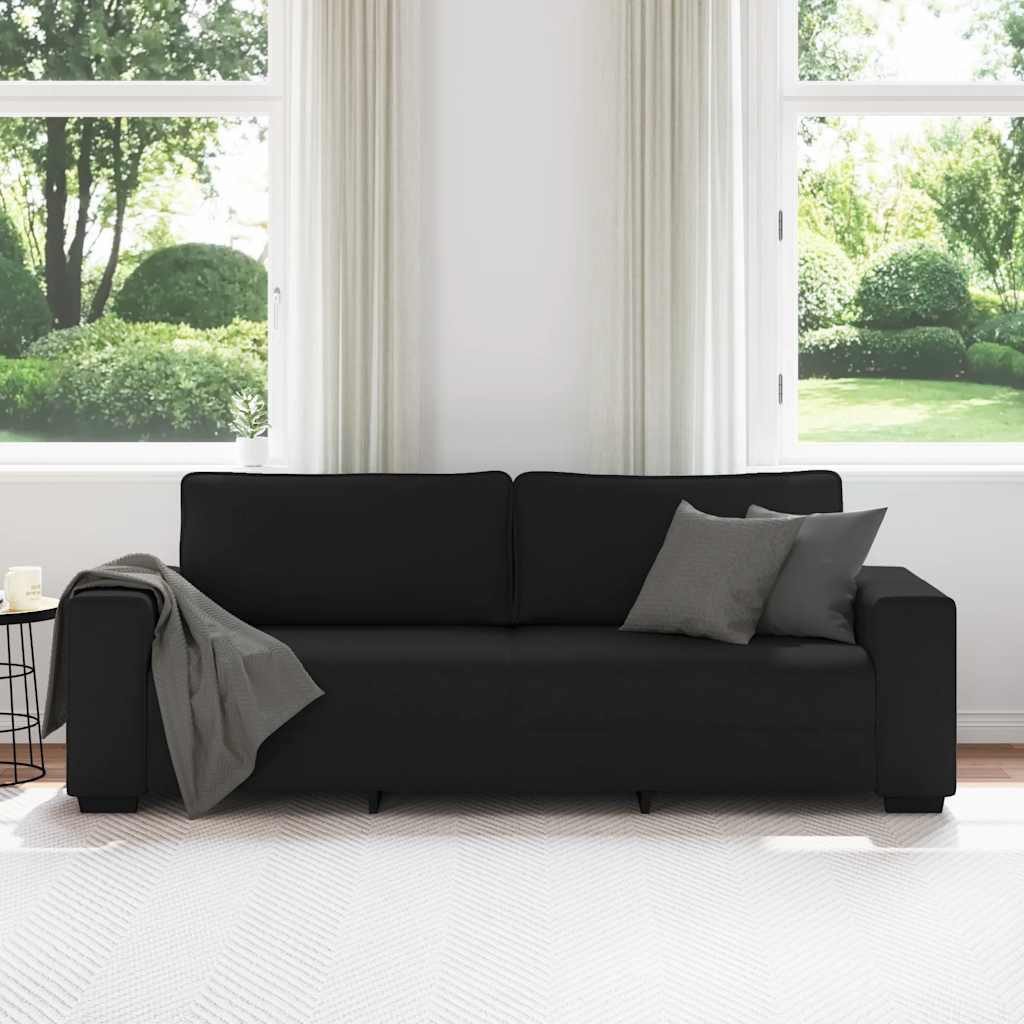 vidaXL Sofa 3-Sitzer-Sofa Schwarz 220x77x82 cm Stoff, 1 Teile