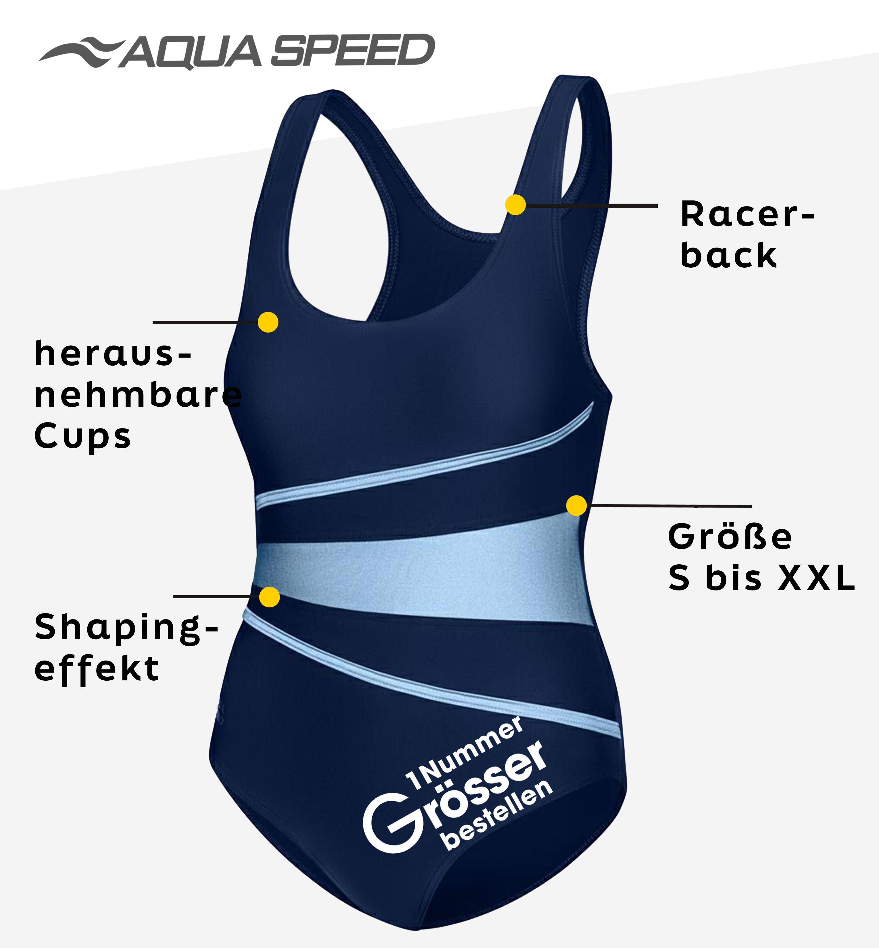 Aqua Speed Badeanzug STELLA LADY sportlicher Damen Badeanzug Einteiler Soft günstig online kaufen