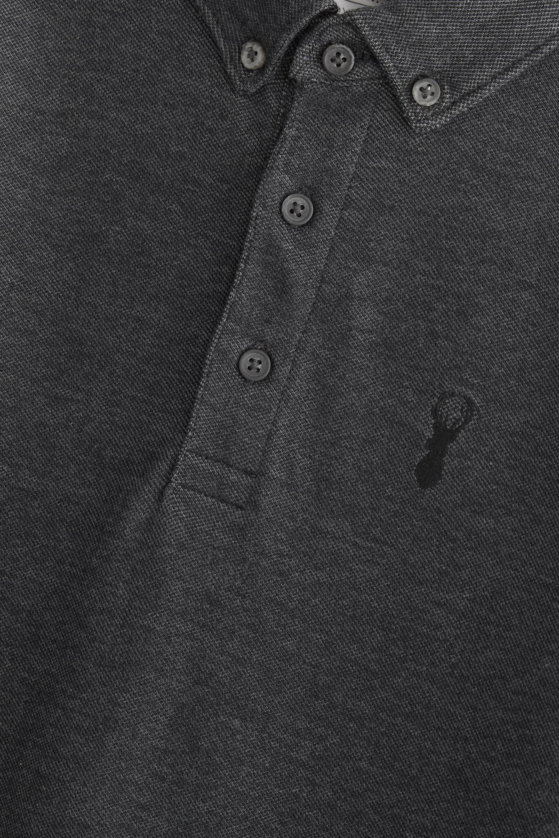 Next Langarm-Poloshirt Langärmeliges Charcoal Pikee-Poloshirt (1-tlg) Grey