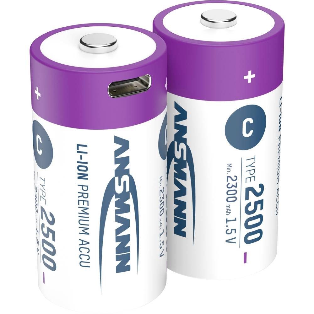 ANSMANN AG Li-Ion Akkus Baby C Typ 2500 (min. 2300 mAh) 2er 1313-0004 Akku