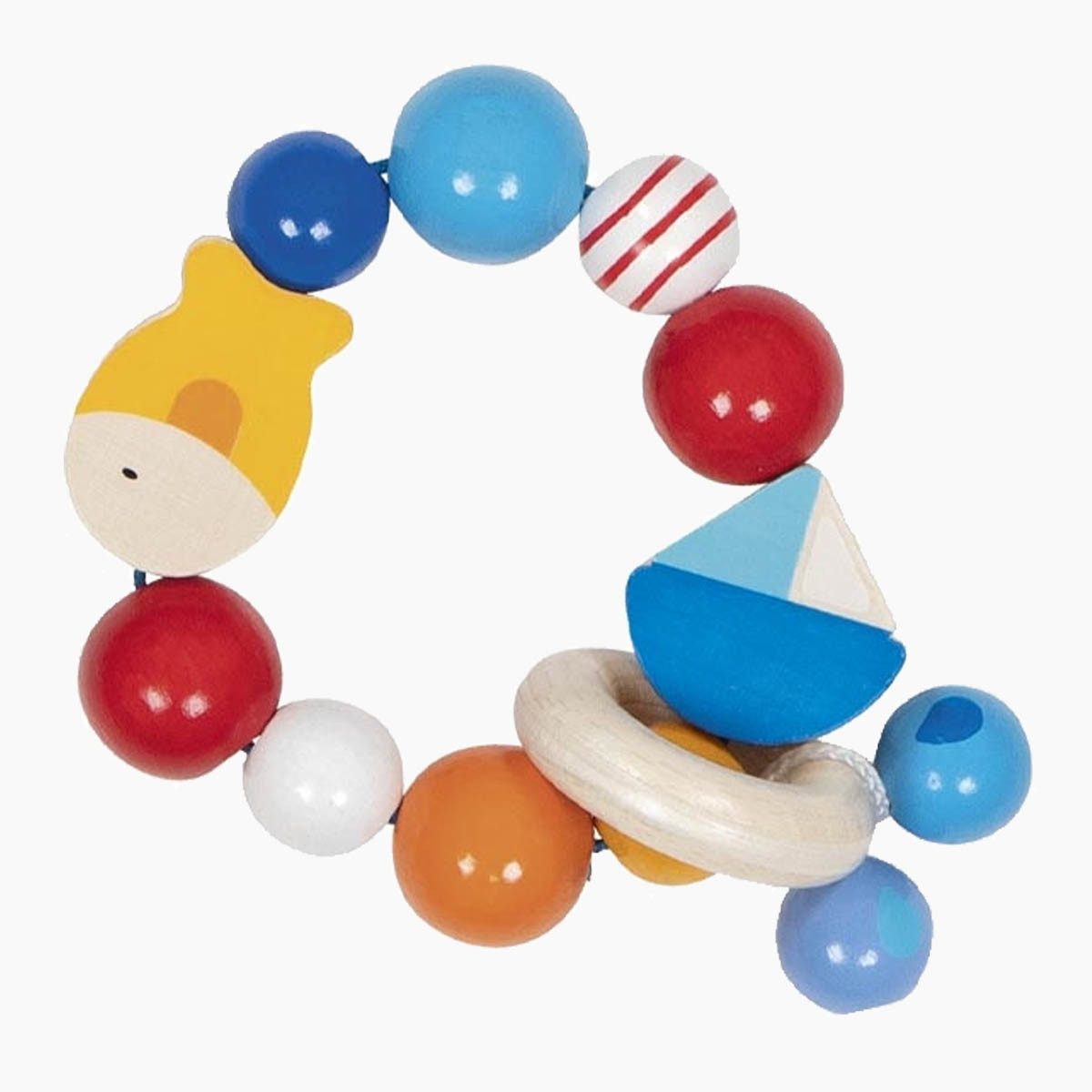 goki Greifspielzeug Greifling Elastik Schiff und Fisch (packung, 1-tlg., set), Ein bezauberndes Holzspielzeug für Babys