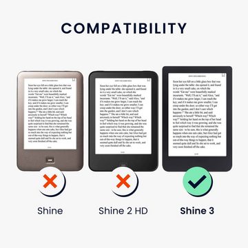kwmobile E-Reader-Hülle Klapphülle für Tolino Shine 3, Hülle eReader mit Handschlaufe - Herz Brush Design Grau