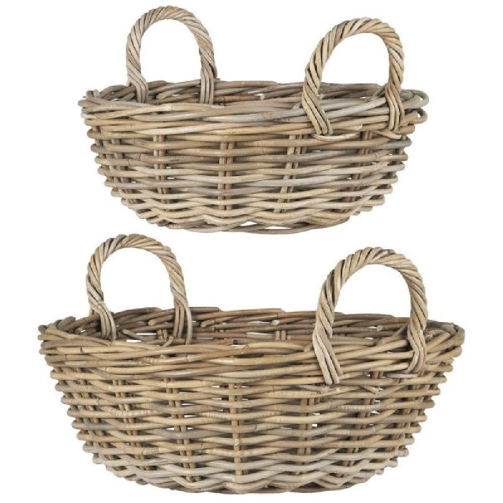 Balkonset Ib Laursen Körbe Rattan rund mit Henkel niedrig (2er-Set)