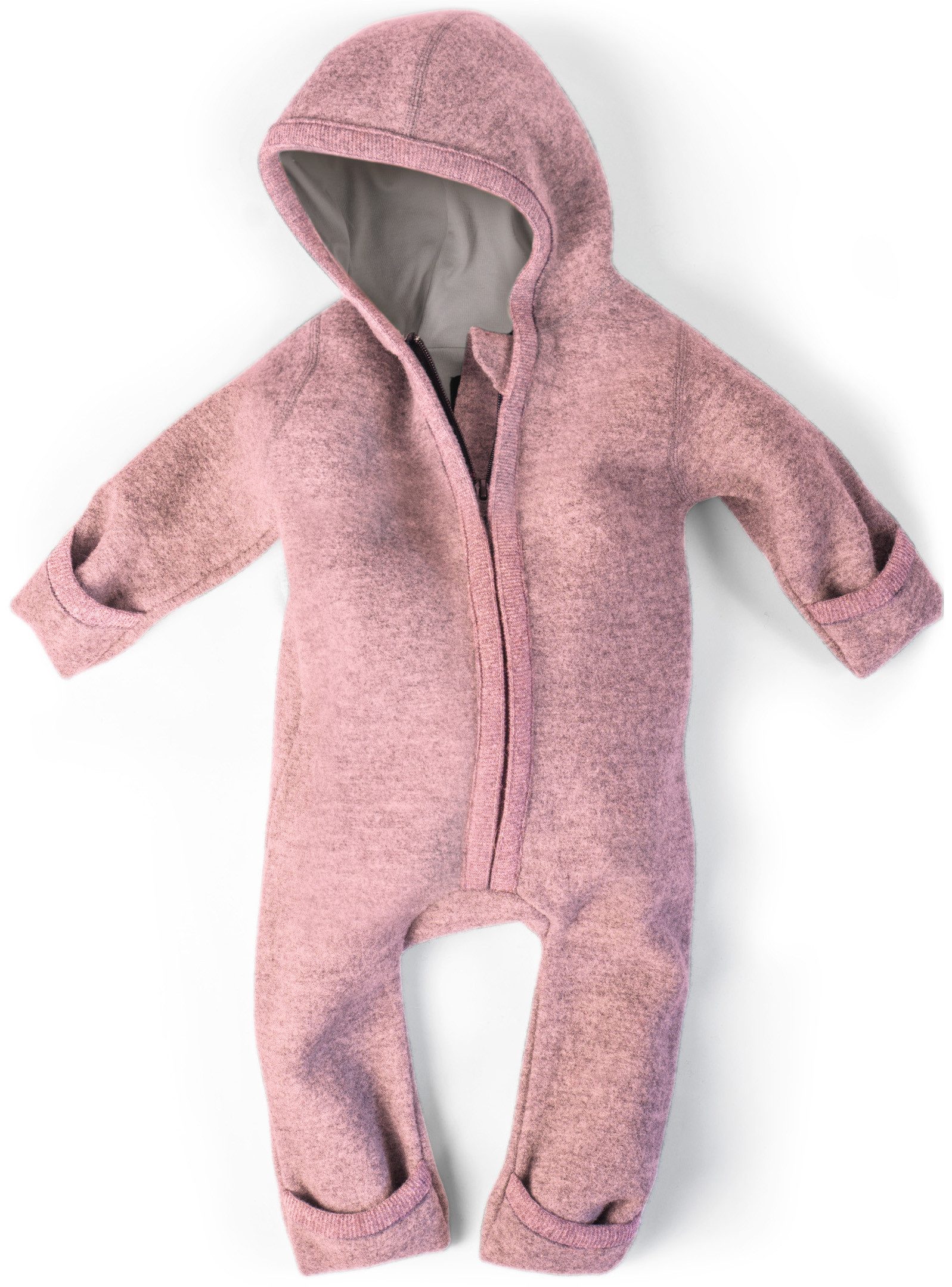 Ehrenkind Overall Walkoverall Baby aus Merino Schurwolle mit Reißverschluss (Altrosa, Gr. 50-56) Wollwalk Overall Baby 50/56