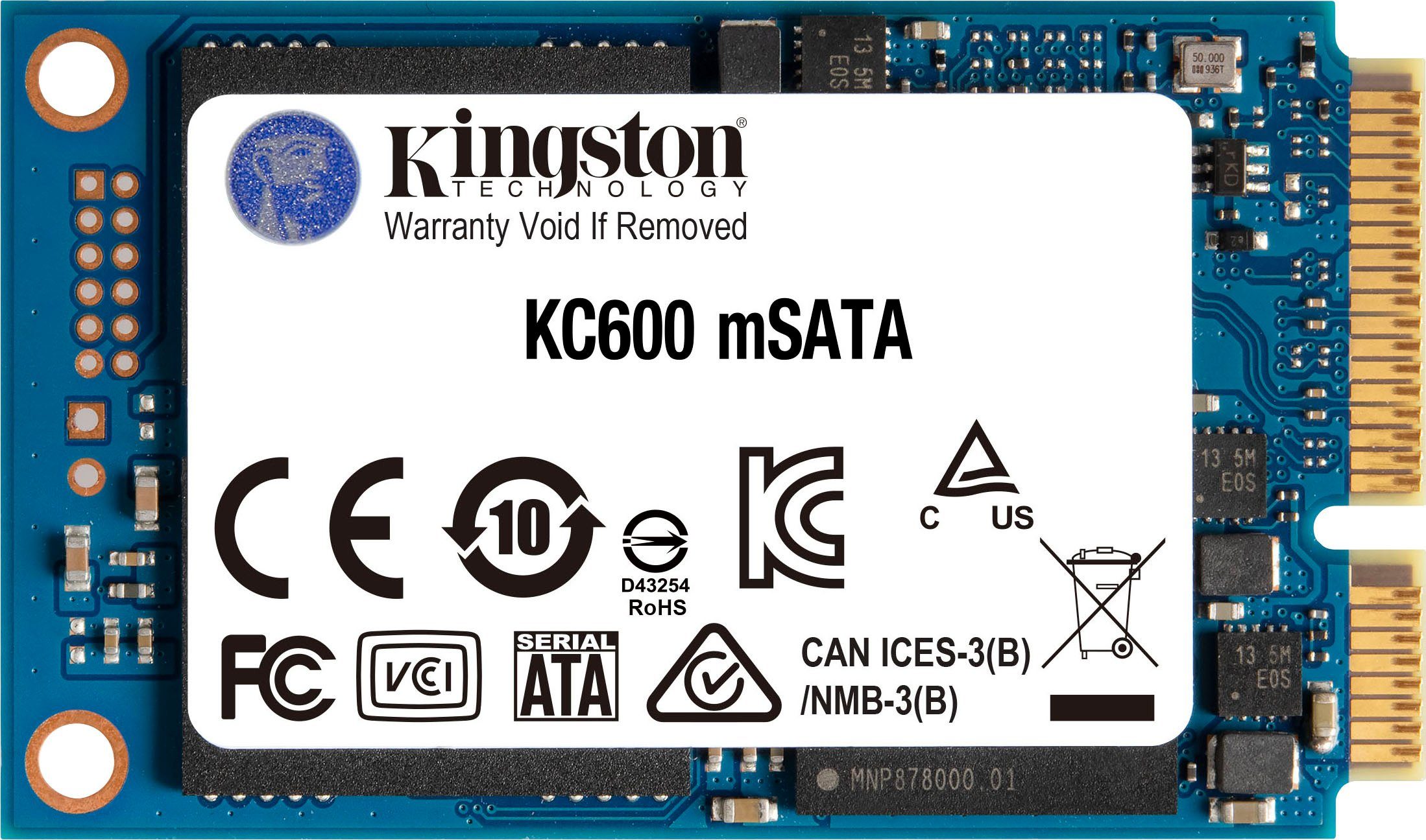 Kingston KC600 mSATA 512GB interne SSD (512 GB) 550 MB/S Lesegeschwindigkeit, 520 MB/S Schreibgeschwindigkeit