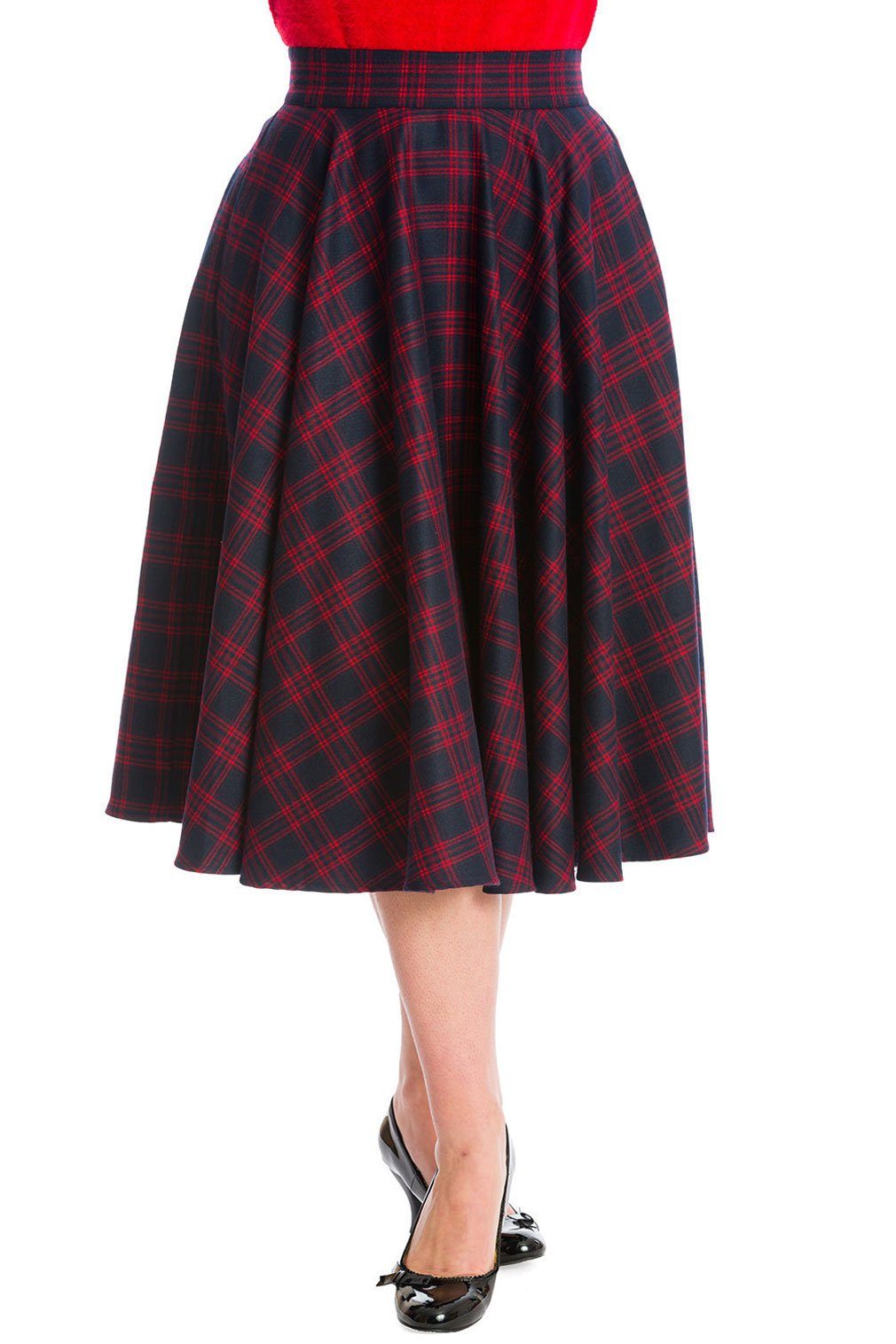 A-Linien-Rock Adore Her Rot Navy Kariert