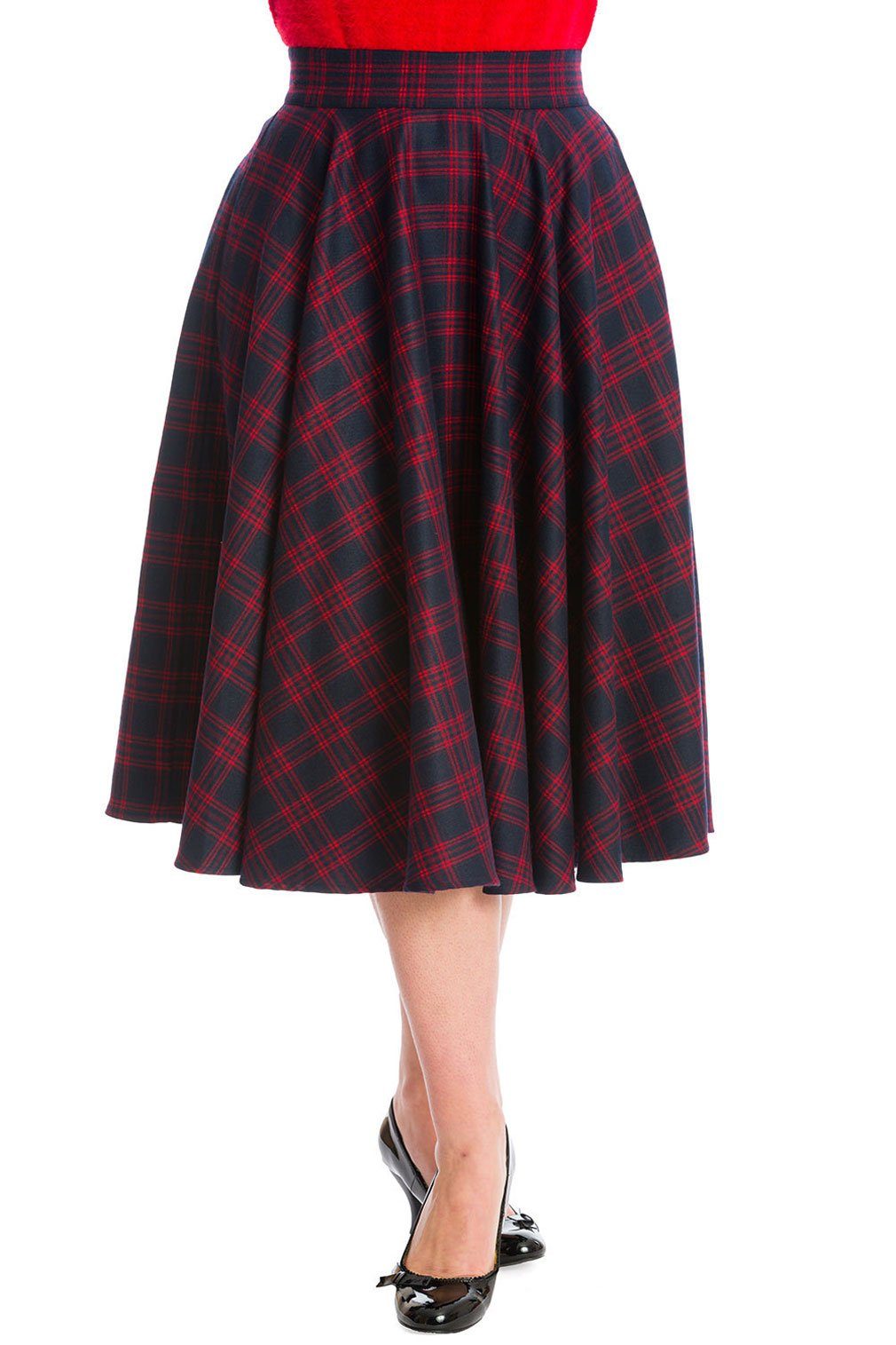 Banned A-Linien-Rock Adore Her Rot Navy Kariert Retro Vintage Swing Skirt