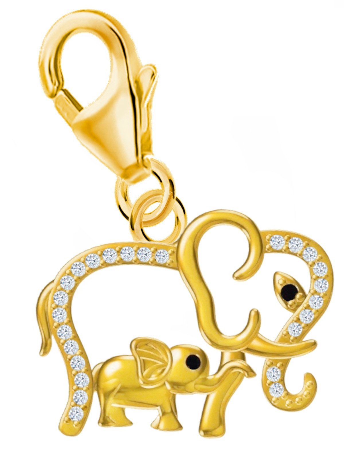 Charm-Einhänger Charm Gold Elefant 18k Gelbgold vergoldet Elefanten Anhänger