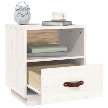 vidaXL Nachttisch Nachttisch Weiß 40x34x45 cm Massivholz Kiefer Bett Nachtschrank Nachko