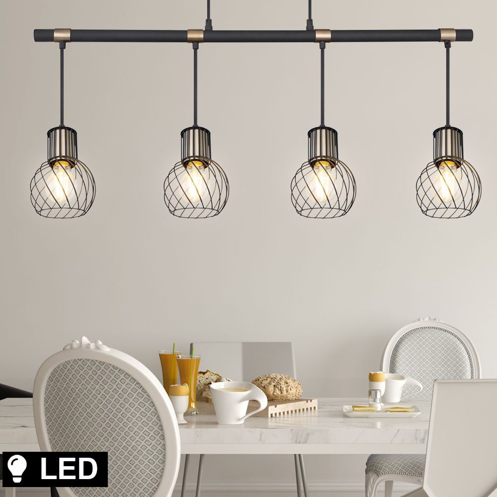 etc-shop LED Pendelleuchte, Leuchtmittel inklusive, Warmweiß, Pendel Decken Lampe Balken Wohn Zimmer Gitter Hänge Lampe