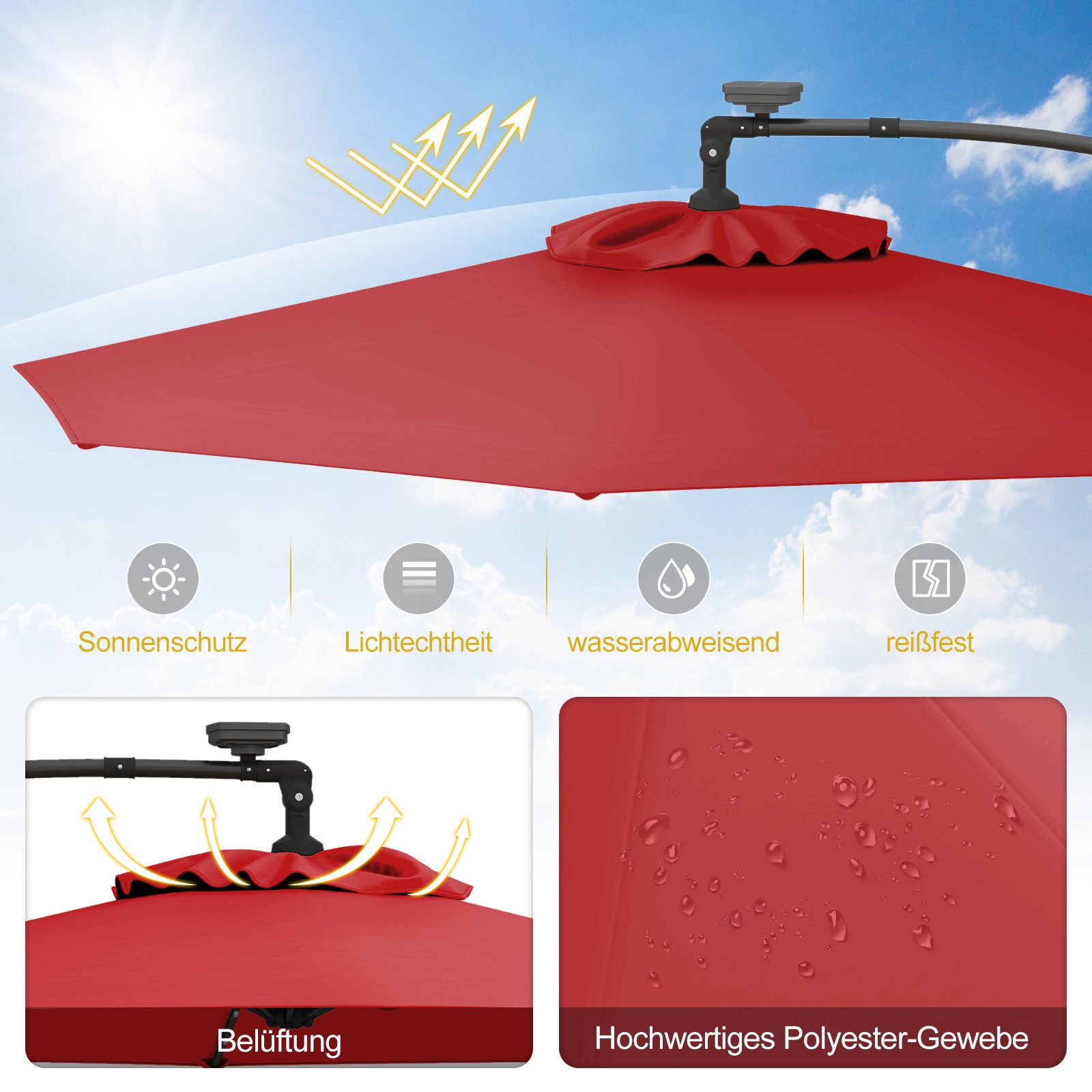 COSTWAY Sonnenschirm, LxB: 300,00x300,00 cm, mit günstig online kaufen