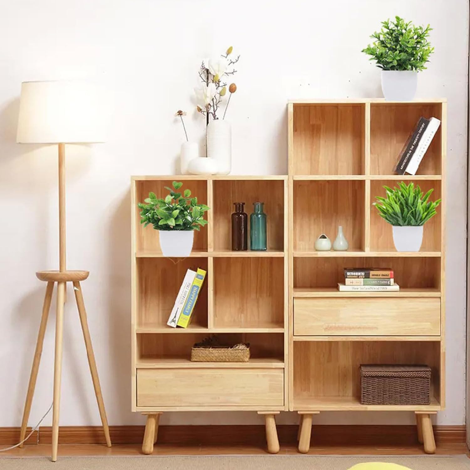 Kunstpflanze 4 künstliche Pflanzen mit Topf, kleine künstliche Pflanzen-Dekoration, Coonoor, geeignet für Wohnzimmer- und Bürodekoration