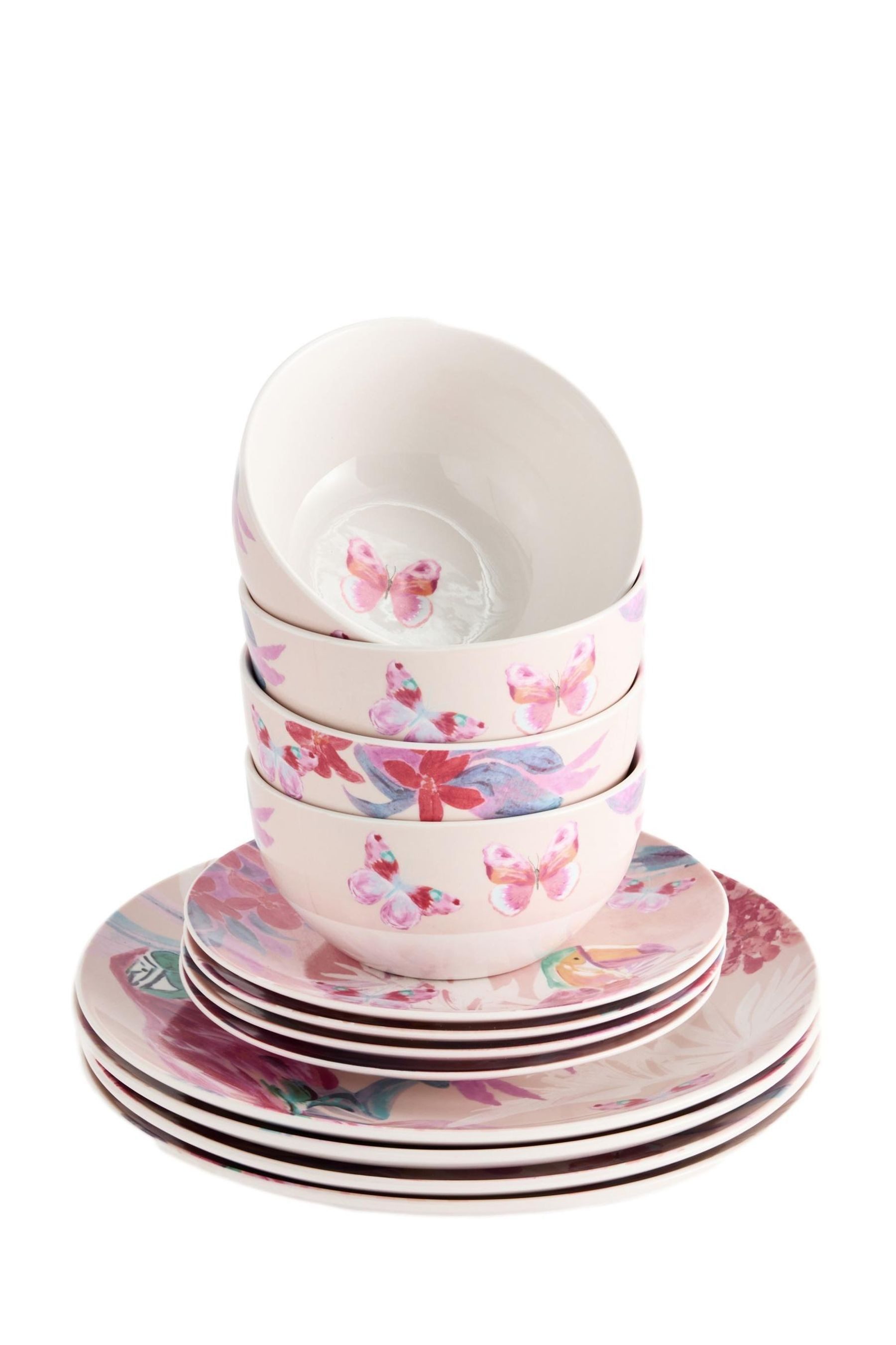 Next Tafelservice 12-teiliges Essgeschirr, Blumen-Print (12-tlg), Porzellan
