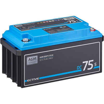 ECTIVE ECTIVE Deep Cycle AGM Batterie 12V 75Ah m Display für Wohnmobil Batterie, (12 V V)